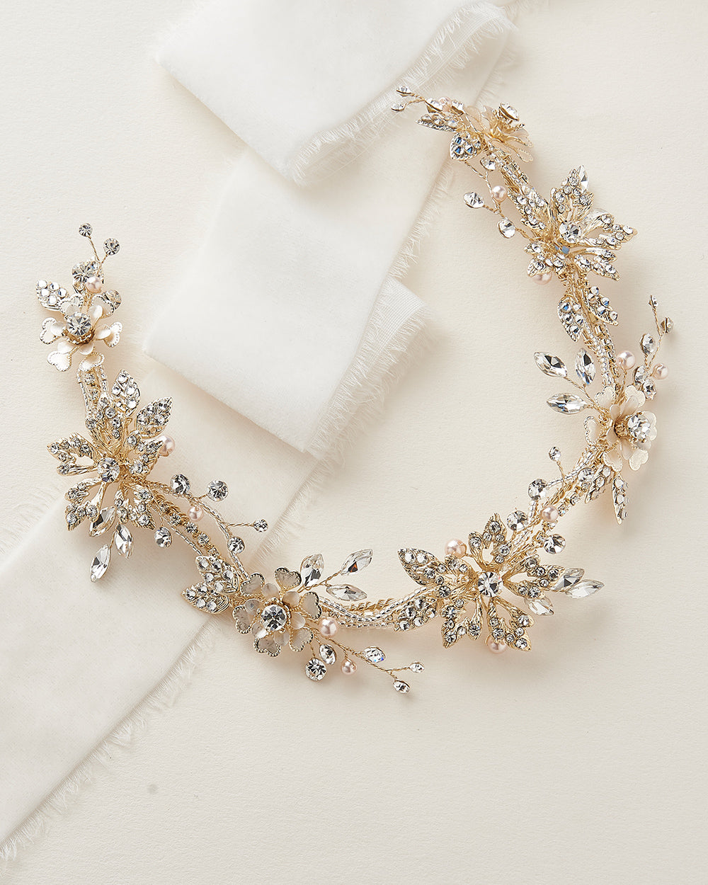 Elena Floral & Crystal Hair Vine - Elegant Bridal Hair Accessory for Weddings, Prom, and Special Occasions