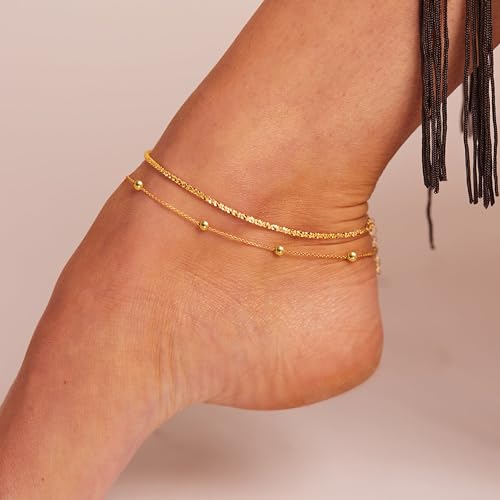 ANKLET-sparkle glitter+beaded chain-GD