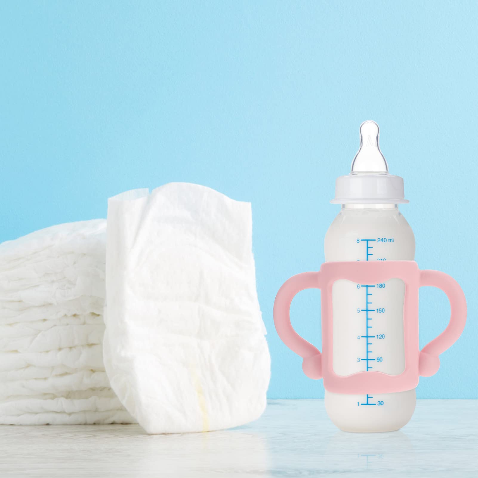 Kisangel 2-Pack Universal Silicone Baby Bottle Handles for Kids - Non-Slip Grip for Safe Feeding - Perfect for Infants, Toddlers & Travel Use