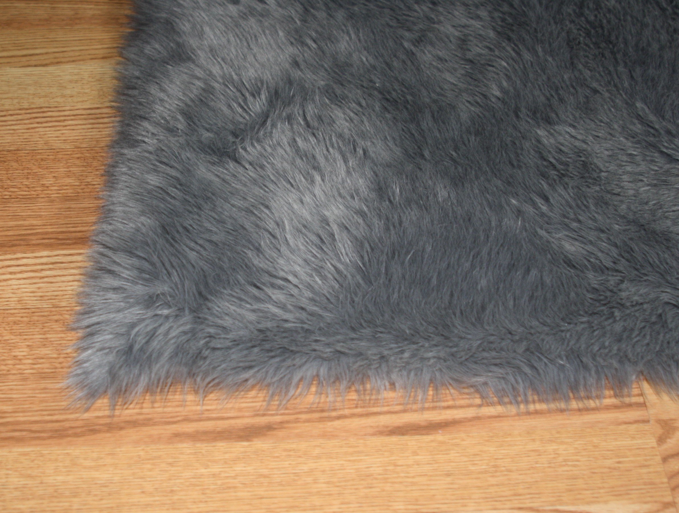 Fluffy Faux Fur Area Rug 5x8 Feet - Soft Shaggy Gray Flokati Rug for Living Room, Bedroom & Cozy Home Decor