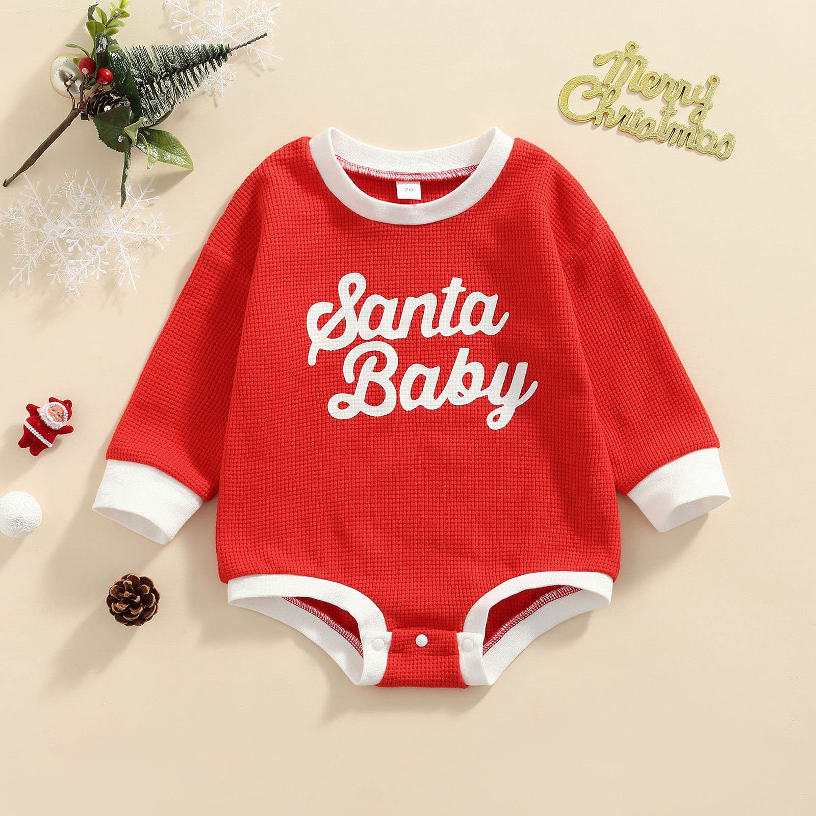 Christmas Baby Outfit for Boys & Girls - Newborn Santa Romper Jumpsuit with Long Sleeves | Perfect for Holiday Photos, Family Gatherings & Festive Celebrations