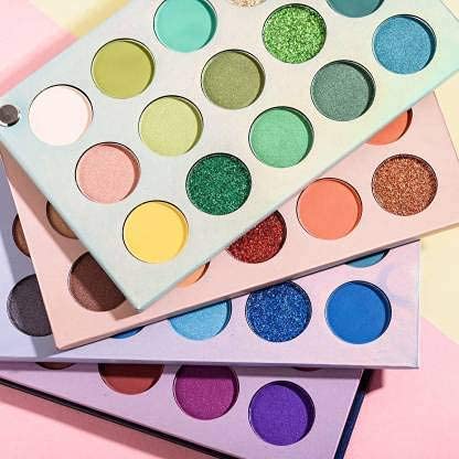 First Beauty 60 Color High Pigmented Eyeshadow Palette - Long Lasting Makeup Set with 6Pcs Beauty Blender (7 Items) | Perfect for Professional Makeup, Party Looks & Everyday Glam
