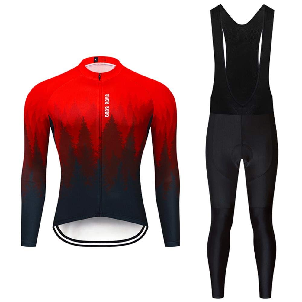 Men's Breathable Long Sleeve Cycling Jersey & 20D Padded Bib Shorts Set - Road Bike Performance Outfit for Training & Racing | Perfect for Outdoor Cycling, Mountain Biking & Professional Competitions