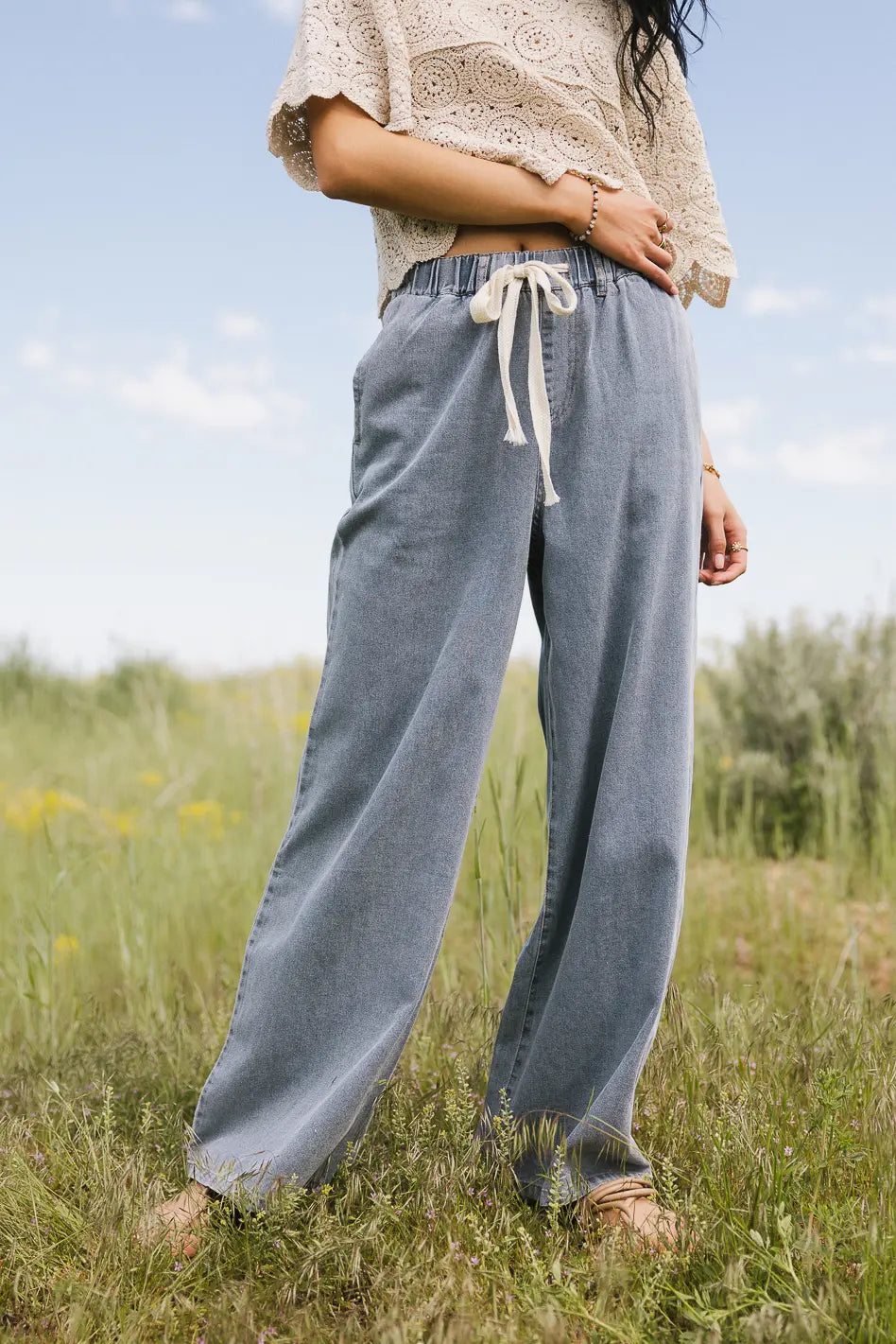 Mickey Mouse Wide Leg Denim Jeans for Women - High Waisted Comfortable Stretch Pants (Final Sale) - Perfect for Casual Wear, Disney Theme Parties & Retro Fashion Outfits