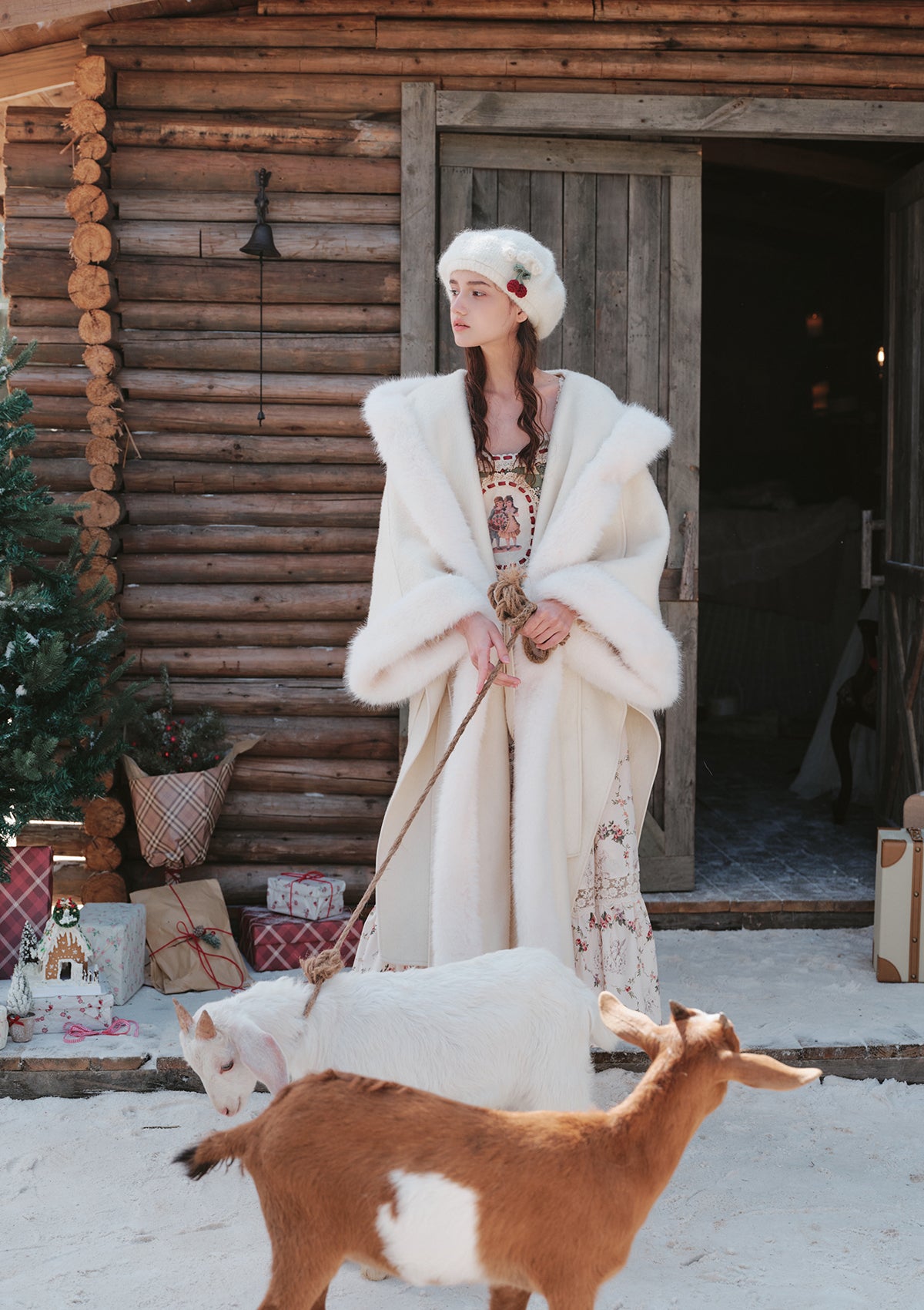 Snow Fox Fantasy Land Coat - Winter Warm Faux Fur Jacket for Women, Cozy Outerwear for Cold Weather - Perfect for Snow Adventures & Outdoor Activities