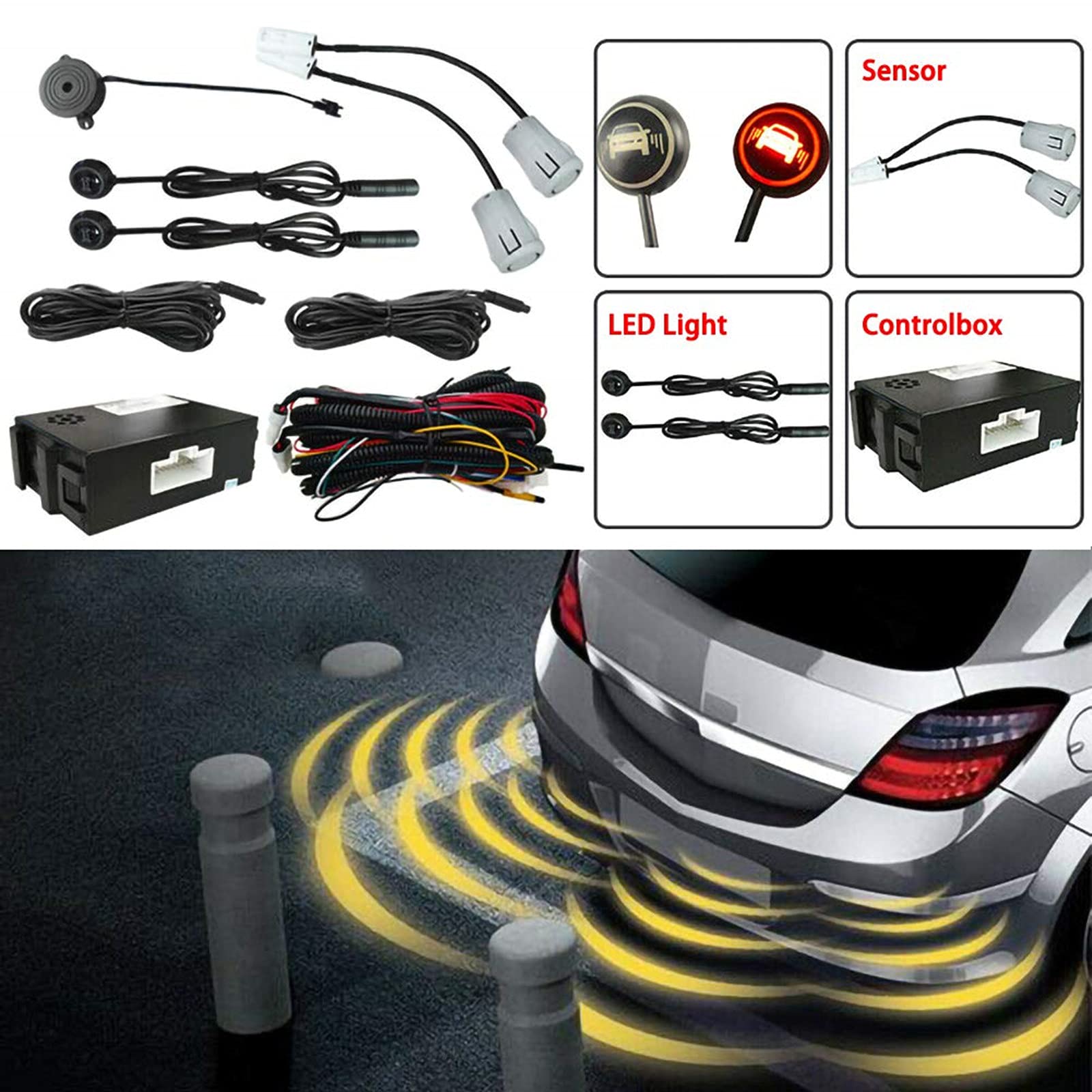 Car Blind Spot Monitoring System with Ultrasonic BSD Sensor - Lane Change & Reversing Radar Warning for Safe Driving | Parking Assistance & Highway Safety