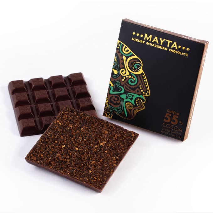 Mayta Gourmet Chocolate Bars - Premium Dark Chocolate with Ecuadorian Fine Aroma Cocoa, 55% Cacao & Coffee, Exotic Fruit Inclusions - 12 Pack (600g) - Perfect for Gifts, Desserts & Gourmet Snacking