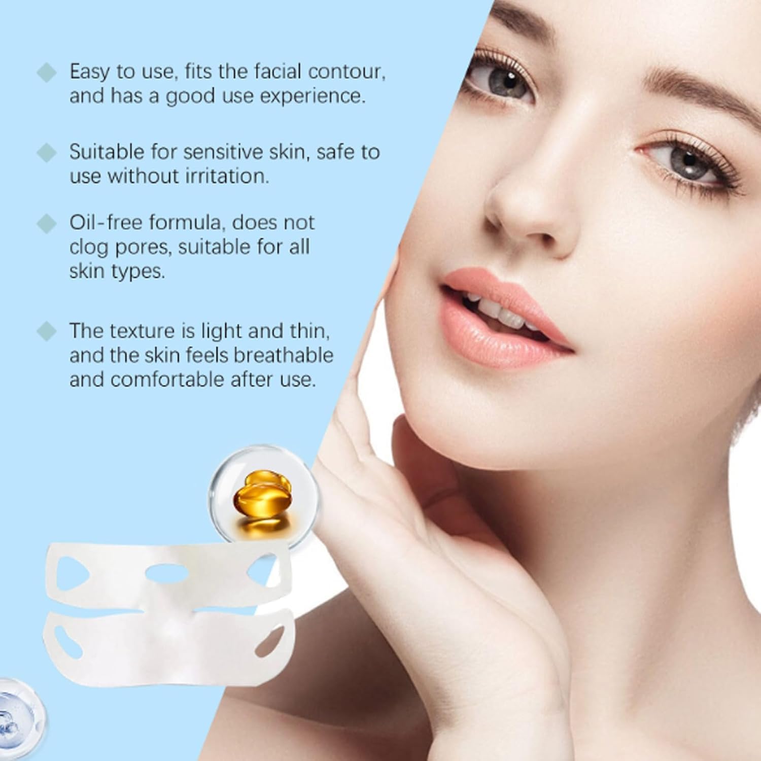 Chinology Chin Lifting Face Mask - Double Chin Reducer & Firming Treatment (3 Pack) - Anti-Aging Skin Tightening for Jawline Contour | Perfect for Home Spa, Self-Care Routine & Post-Workout Recovery