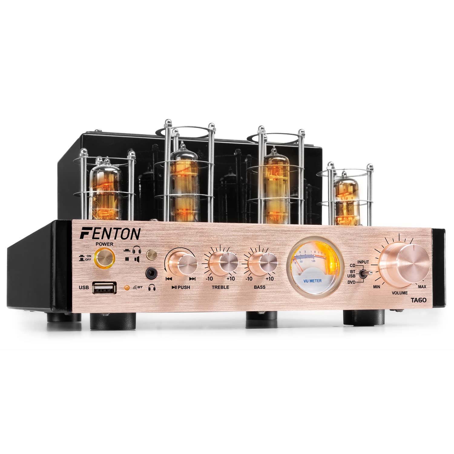 Premium Fenton Tower HiFi Stereo System with Bluetooth & Valve Amplifier - 2x SHFT57B Floor Standing Speakers, USB Playback - Home Theater & Music Listening Bundle (Black) - Perfect for Living Room Audio & Party Entertainment