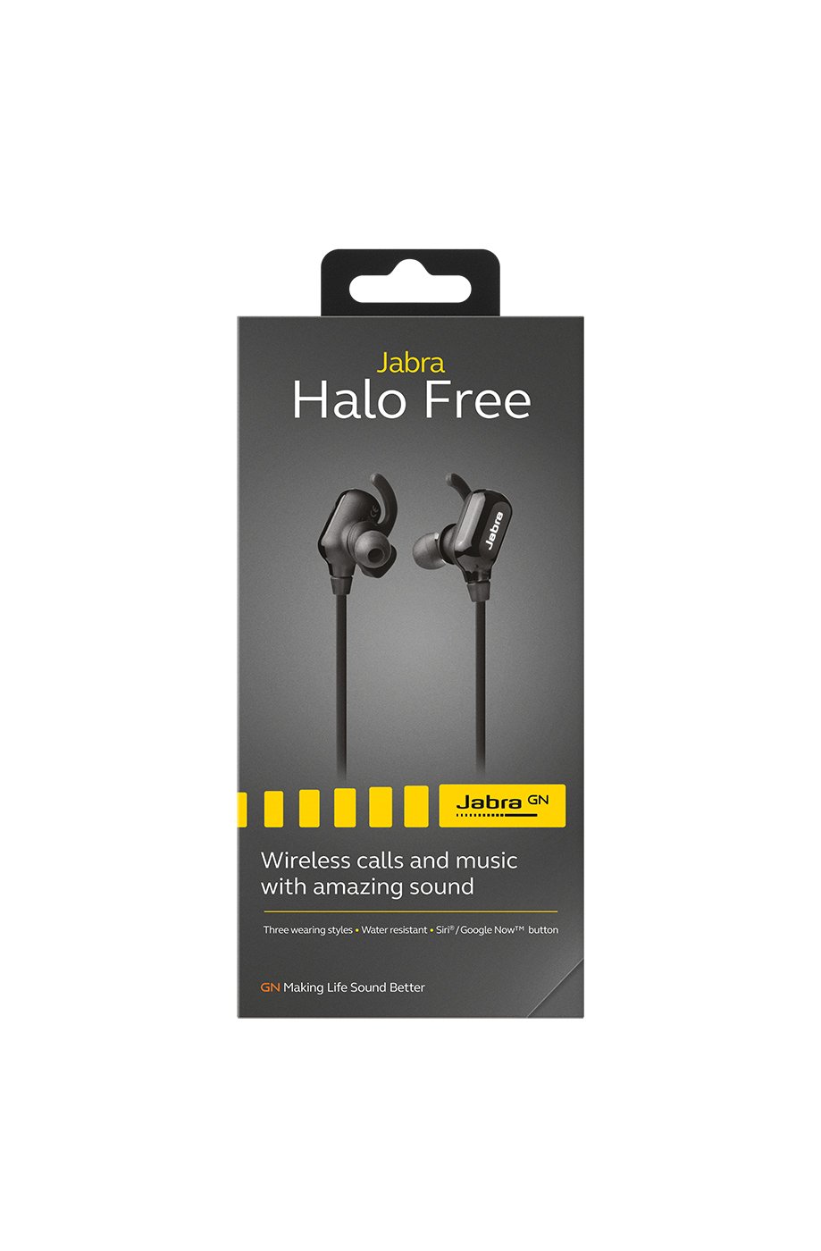 Jabra Halo Free Wireless Bluetooth Stereo Earbuds - Noise Cancelling Headphones with Mic for iPhone Android - Perfect for Gym, Running & Travel