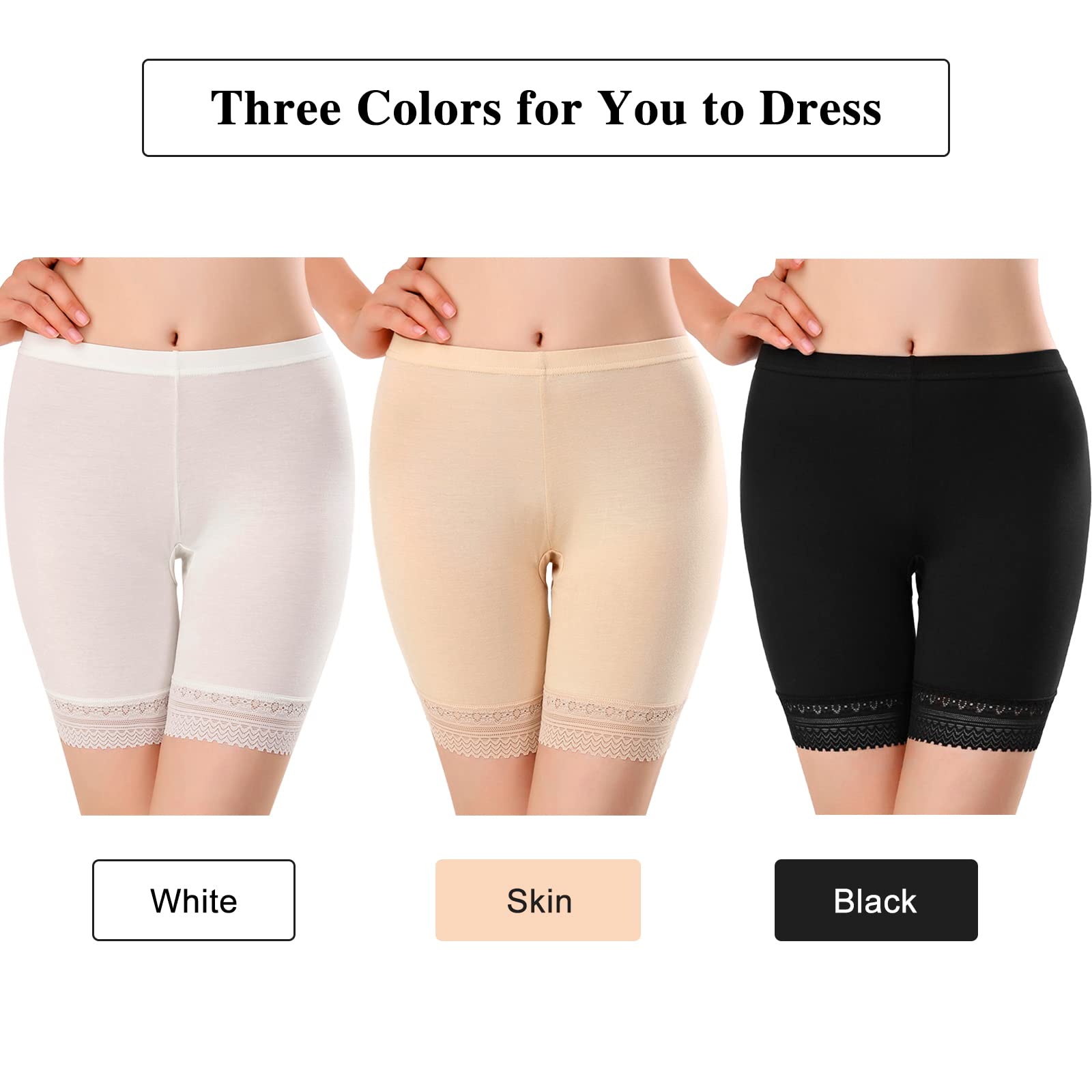 MIAHART 3-Pack Women's Anti-Chafing Shorts - Seamless Underwear for Skirts & Dresses - Breathable Safety Shorts for Workout, Running & Daily Wear