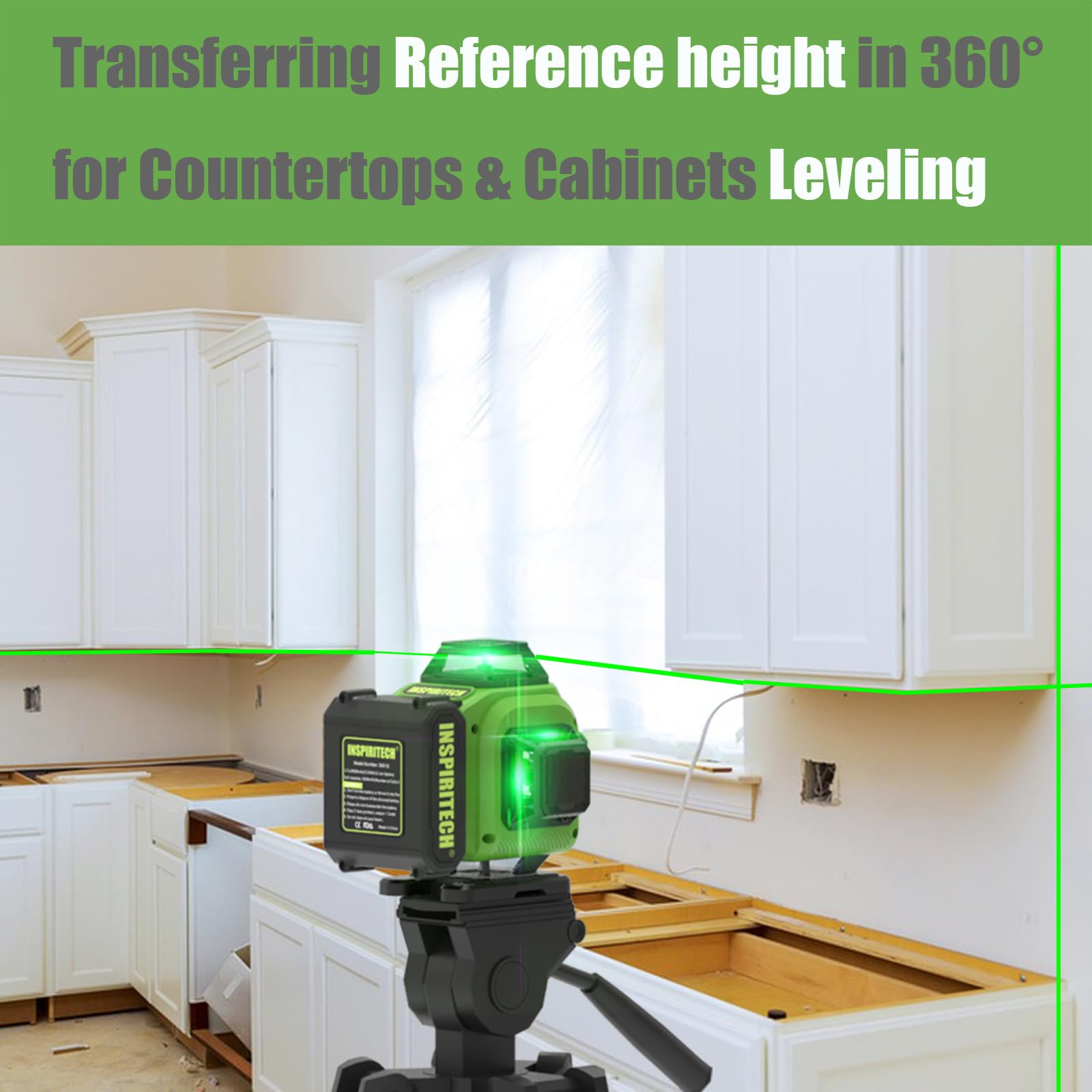 360° Self-Leveling Green Laser Level with Remote & Hard Case - 4x360° Rechargeable Line Laser for Framing, Wall, Ceiling, Floor Tile Installation - Perfect for Construction, Renovation and DIY Home Projects