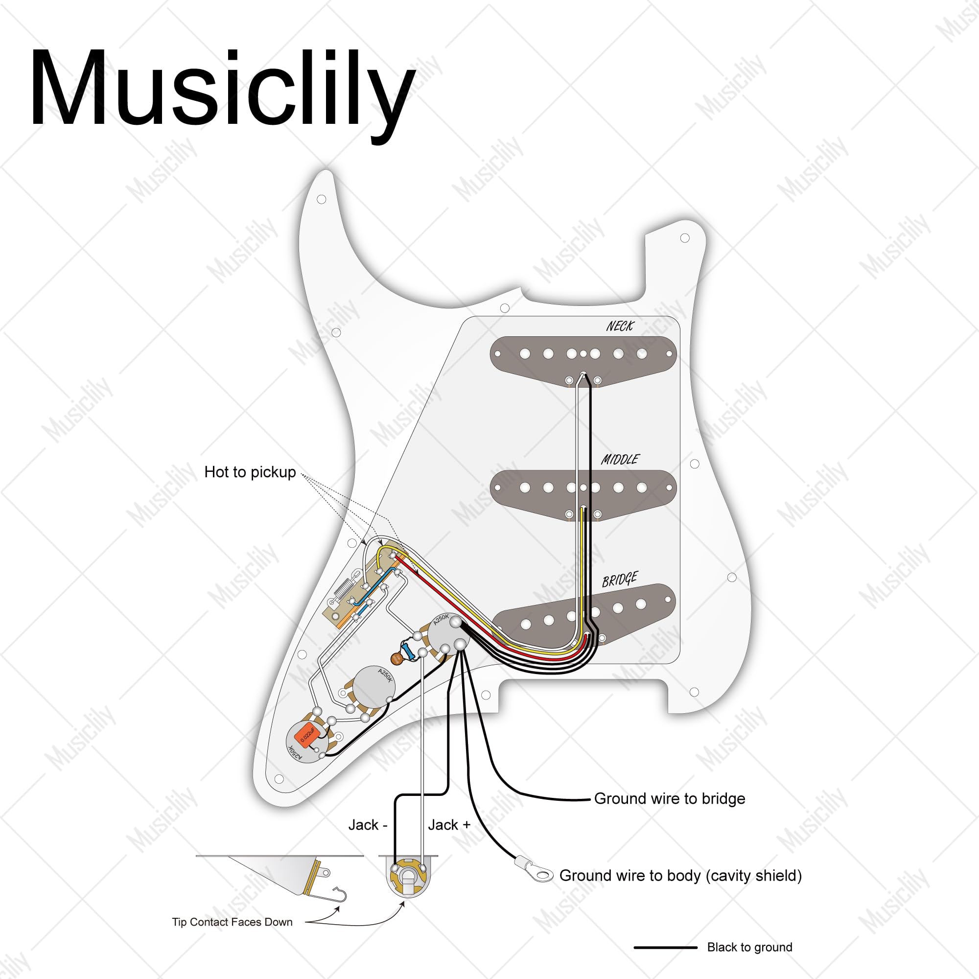 Musiclily Pro Pre-wired SSS Pickguard with Artec Alnico 5 Single Coil Pickups for ST Style Electric Guitar - 4-Ply Aged White Pearl | Perfect for Blues, Rock & Vintage Tone Upgrades