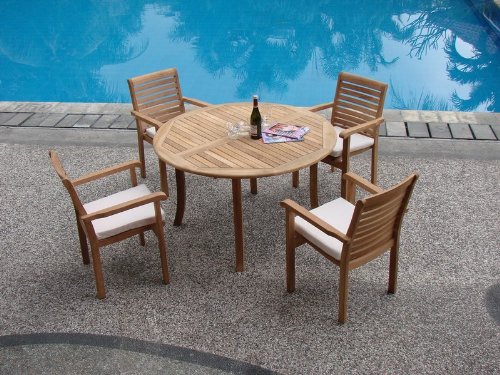 Premium 5-Piece Teak Wood Outdoor Dining Set - 52
