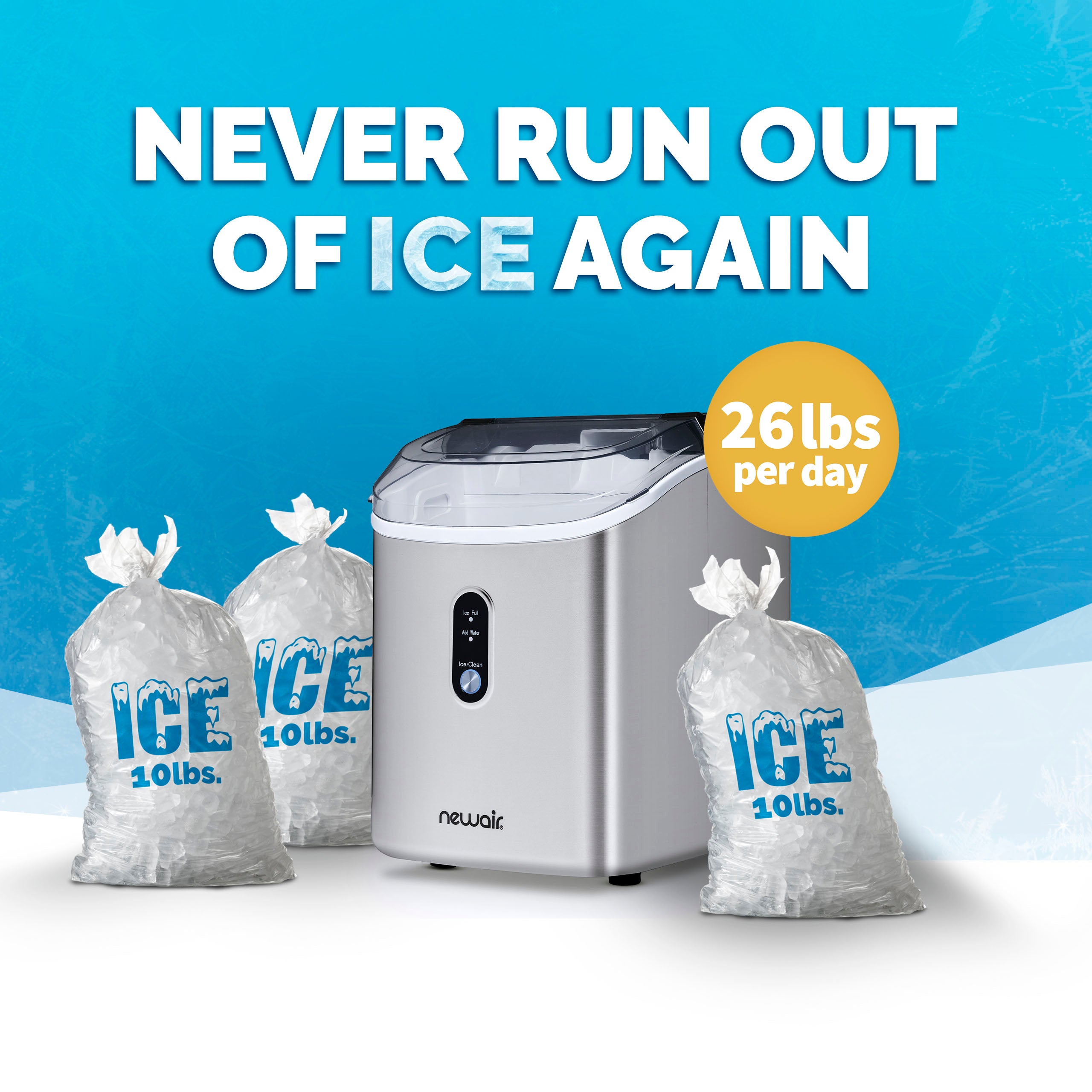 Newair® Countertop Ice Maker - 33 lbs/Day Nugget Ice Machine for Home, Office, and Parties | Perfect for Cocktails, Beverages, and Outdoor Events