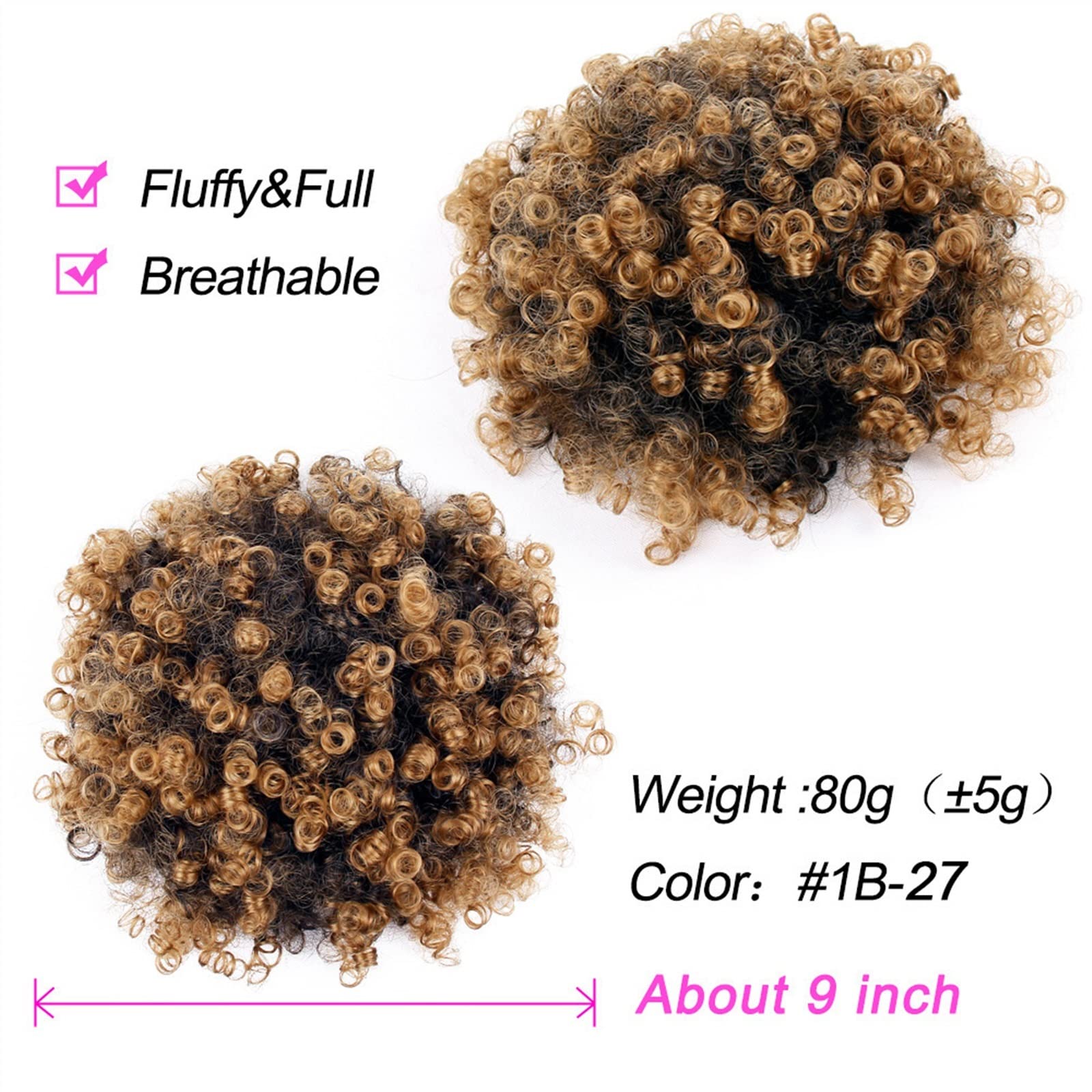 Women's Synthetic Hair Bun - Afro Curly Shaggy Ponytail Extensions with Drawstring | Black Women's Hair Pieces | Perfect for Parties, Weddings & Daily Styling (Color: 08)