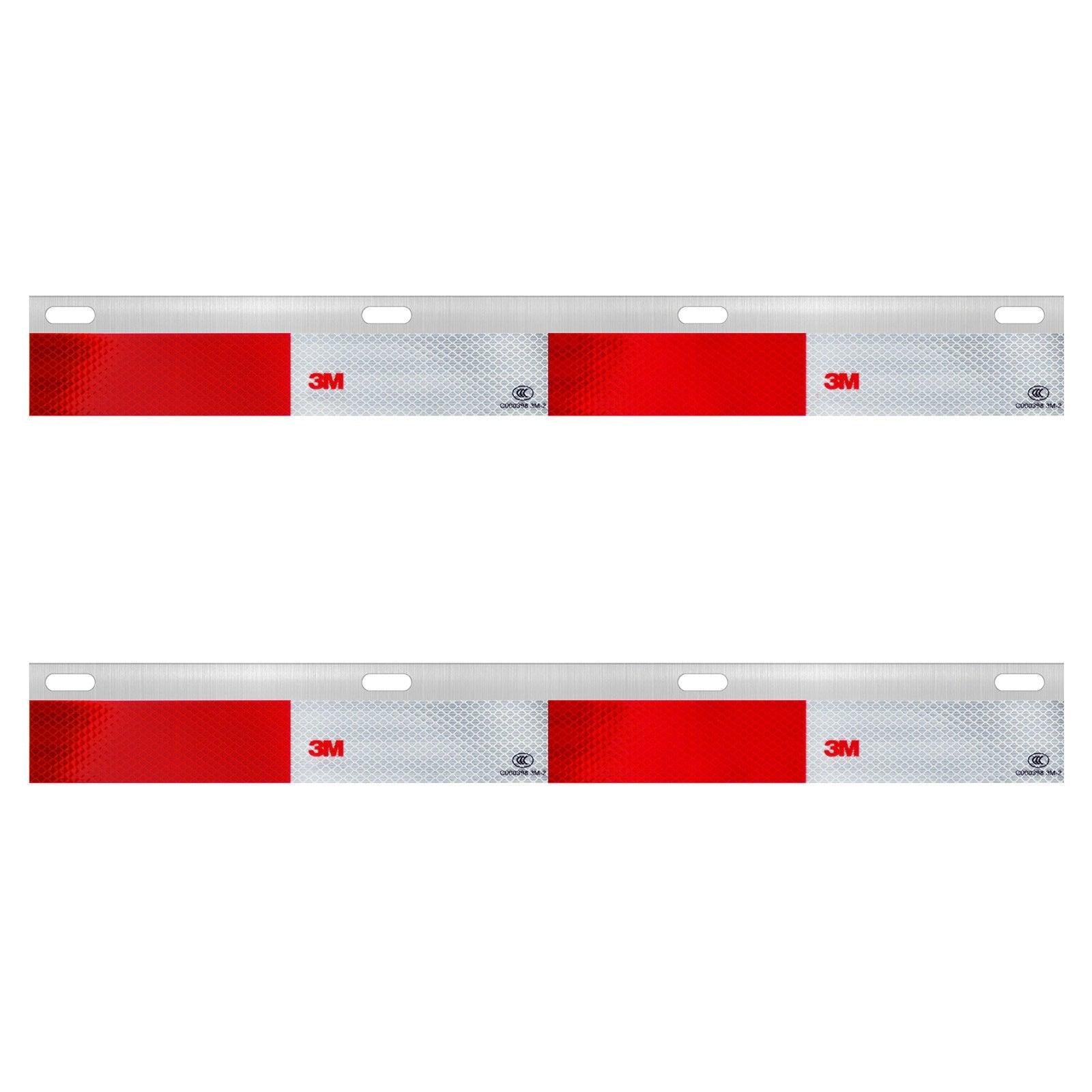 Fortpro 24x3 Inch Heavy Duty Aluminum Plate with 3M Reflective Tape - Durable Straight Mud Flap Hanger (Pair) for Semi Trucks & Trailers - Enhanced Road Safety & Visibility