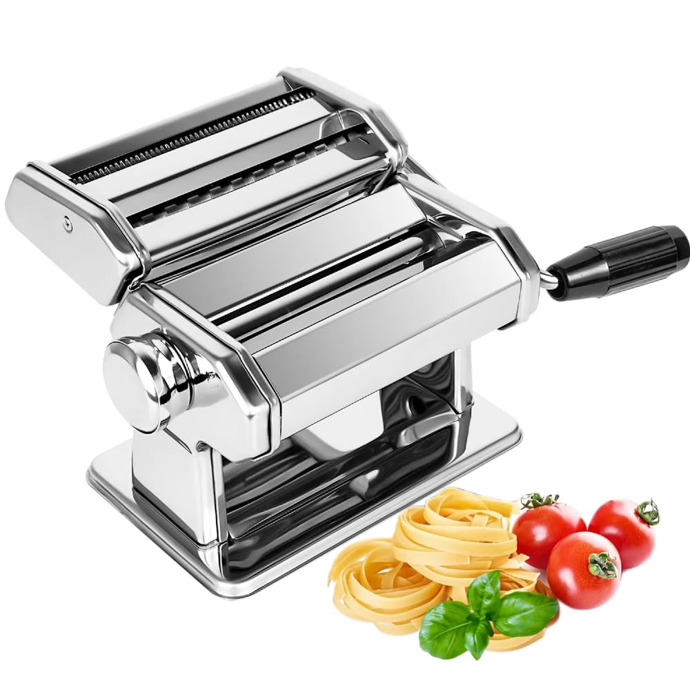 **7-in-1 Pasta Maker Machine with 150mm Roller & Hand Crank – Adjustable Thickness for Spaghetti, Fettuccine, Lasagna, Dumpling Skin – Perfect for Homemade Italian Pasta & Asian Noodles**    *(Ideal for Home Chefs, Italian Cuisine Lovers & DIY Pasta Enthusiasts – Great Gift for Cooking Beginners & Foodies!)*