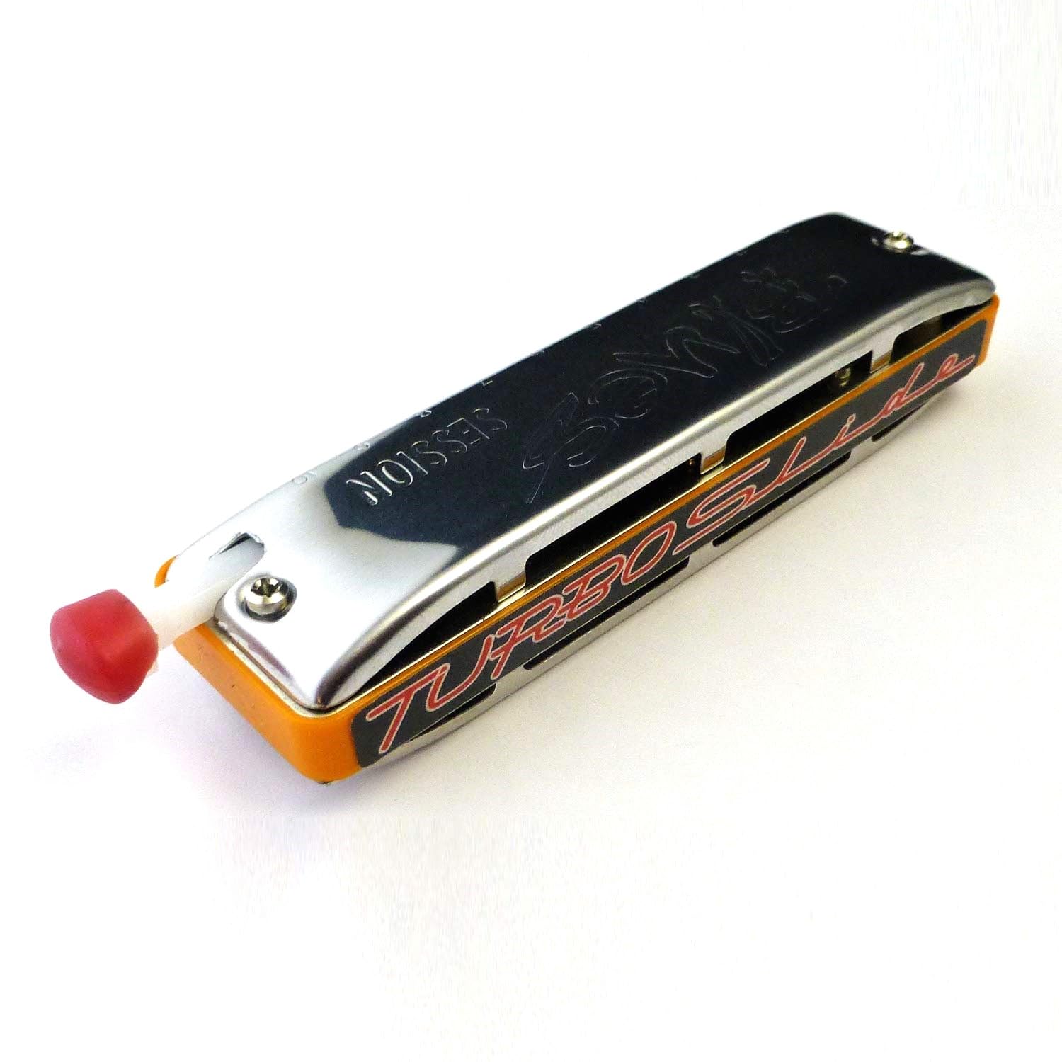 TurboSlide Custom Session Steel Harmonica with Magnetic Slide Whammy Bar - Key of A Flat, Red Translucent Comb | Professional Blues & Rock Harmonica for Live Performances & Studio Recording