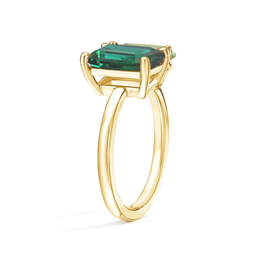 Toi et Moi Personalized Emerald Birthstone Ring - Custom Anniversary Jewelry for Couples, Women's Birthstone Engagement Ring - Perfect for Valentine's Day, Wedding Proposal & Romantic Gifts