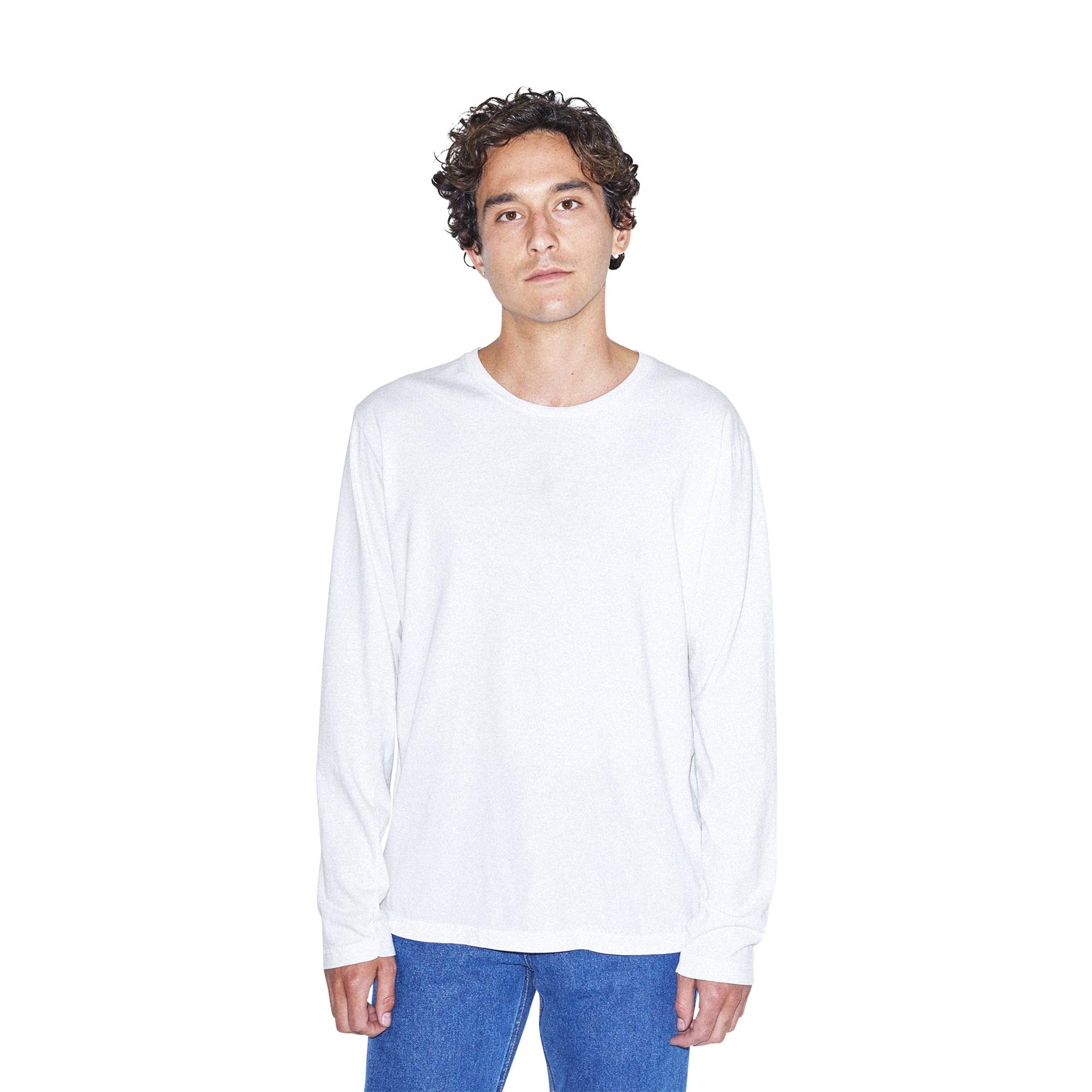 American Apparel Men's Power Wash Crewneck Long Sleeve T-Shirt - Soft Cotton Casual Tee for Everyday Wear, Gym & Outdoor Activities