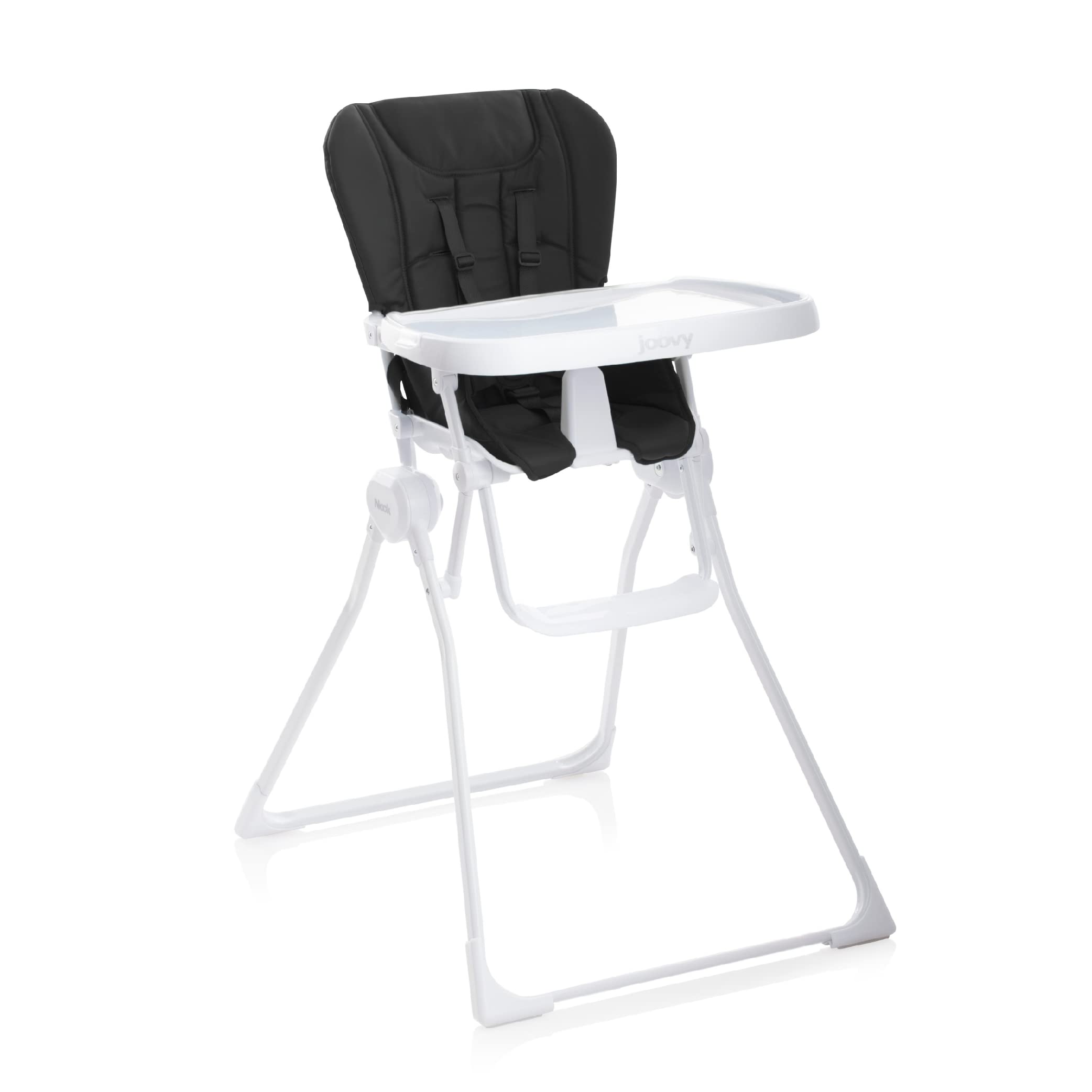 Joovy Nook High Chair - 4-Position Adjustable Baby Feeding Chair with Swing Open Tray & Dishwasher-Safe Insert | Foldable for Compact Storage | Perfect for Home, Restaurants & Travel (Black)