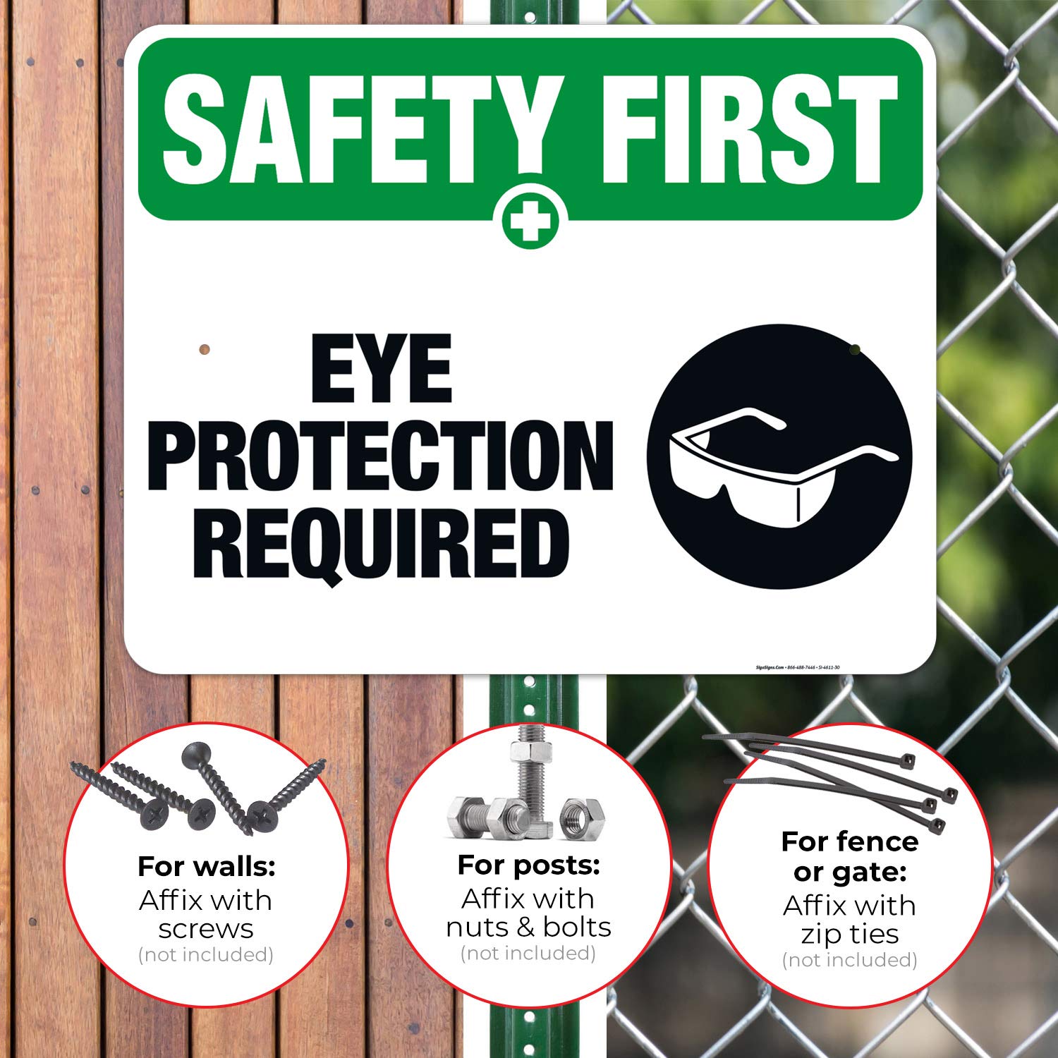 OSHA Compliant Eye Protection Required Sign - 24x30 Inches Rust-Free Aluminum Safety Sign for Indoor/Outdoor Use | Fade-Resistant, Made in USA | Perfect for Construction Sites, Factories & Workplaces