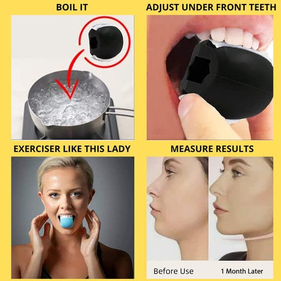 Purple Dust CN BLK JAW Exerciser - Fast & Easy Jawline Trainer for Sharp, Chiseled Face | Perfect for Home Workouts, Gym Training & Facial Muscle Toning