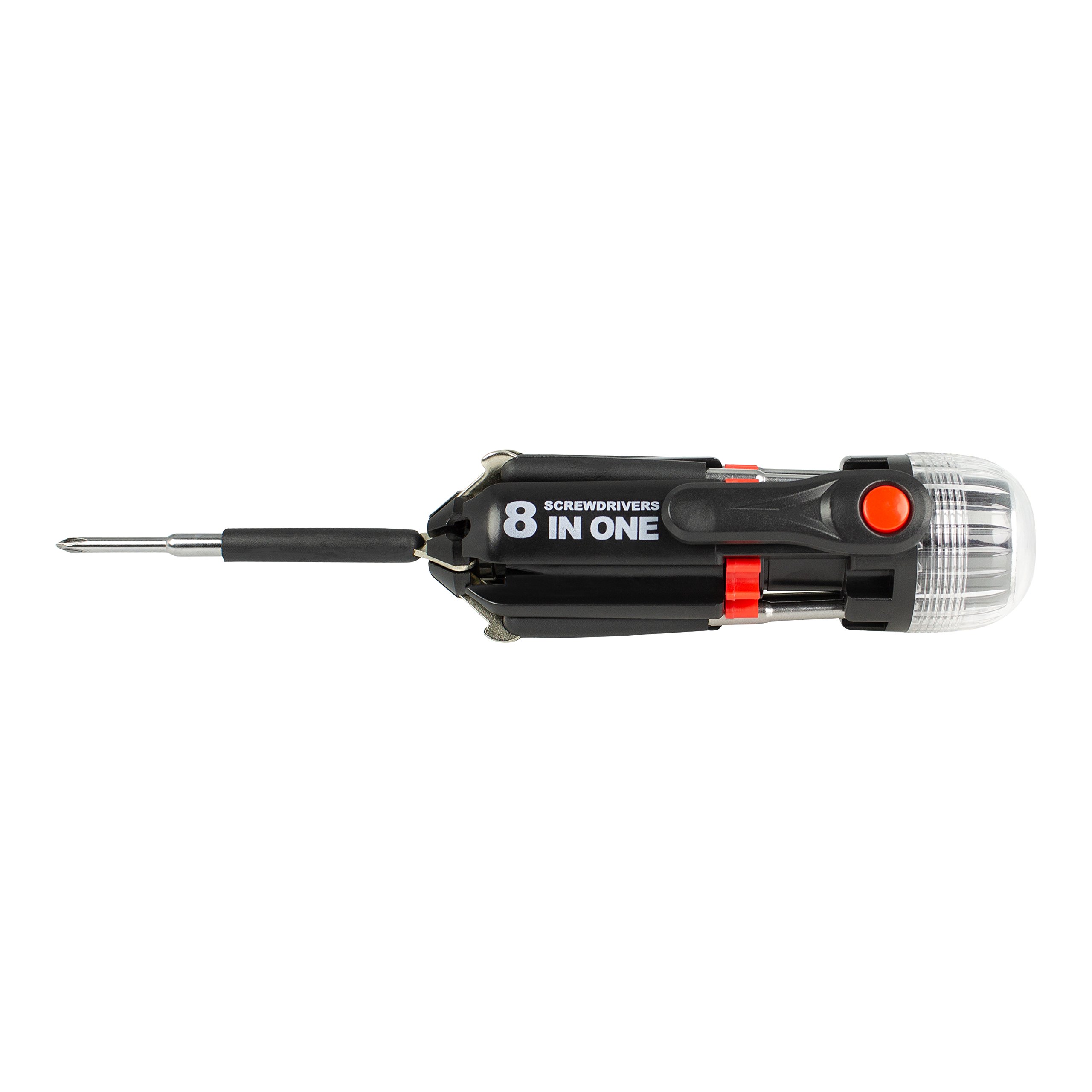 8-in-1 Multi-Function Screwdriver Set with LED Flashlight - Compact Torx & Phillips Bit Tool Kit for Home Repair, Electronics, and Emergency Use