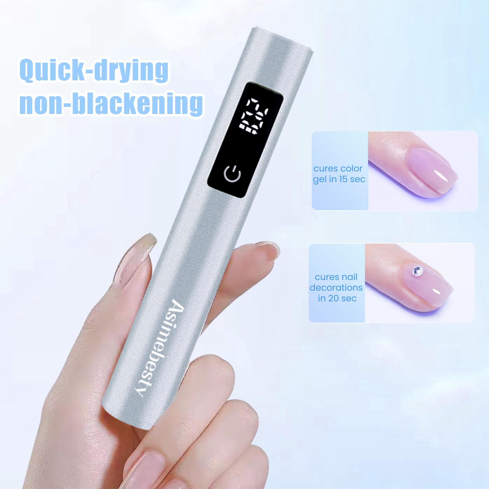 Mini UV Nail Lamp for Gel Polish - Portable Handheld Rechargeable Cordless Nail Dryer with Stand & 3 Timer Settings | Fast Curing Blue Light for Home, Salon & Travel Manicures