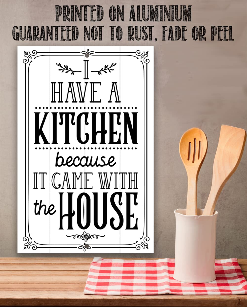Vintage Rustic Metal Kitchen Sign - 'I Have A Kitchen' Wall Decor for Farmhouse & Home - Indoor/Outdoor Kitchen Accessories & Wall Art - Perfect for Kitchen, Dining Room, or Patio Decor