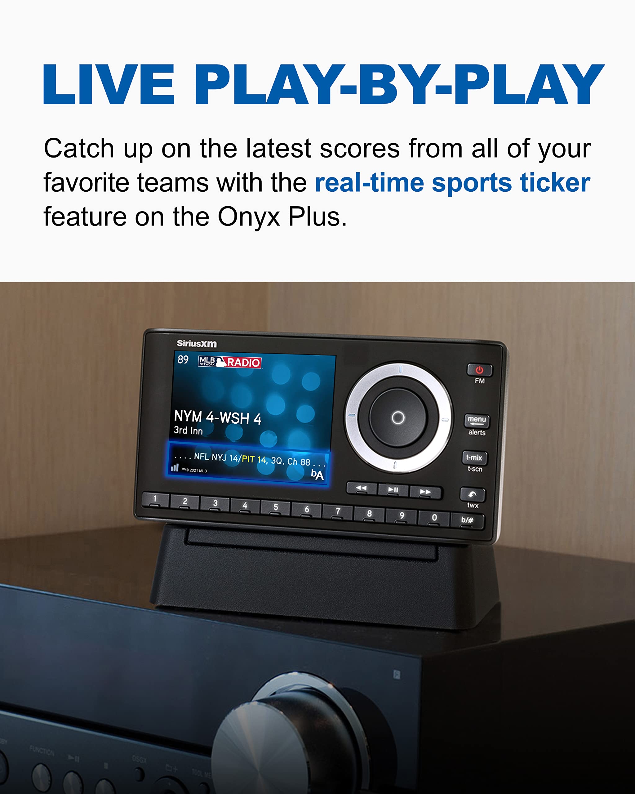 SiriusXM SXPL1H1 Onyx Plus Satellite Radio with Home Kit - Stream SiriusXM Music & Talk Shows on Home Stereo or Powered Speakers - Perfect for Living Room, Office & Entertainment Spaces