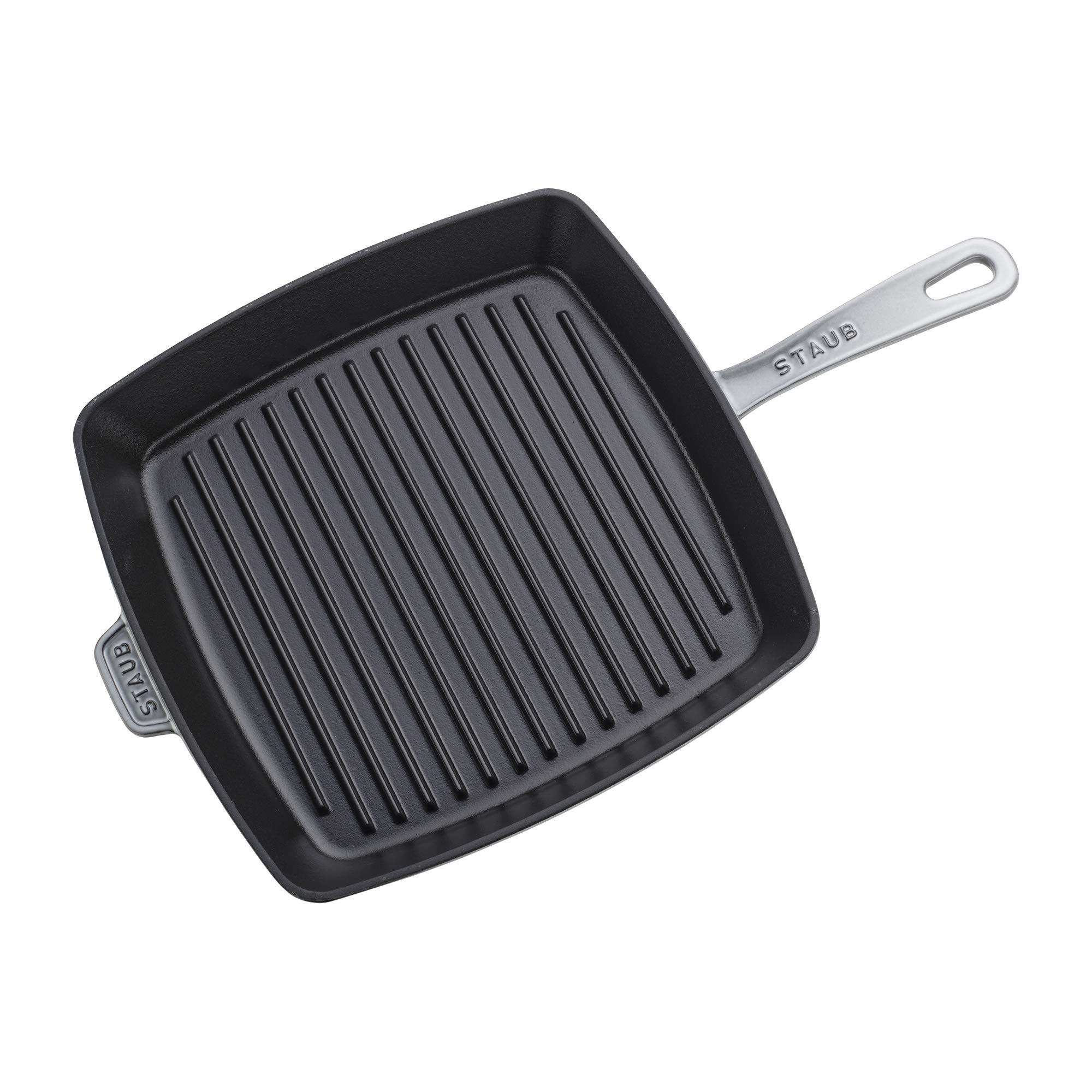 Staub 12-Inch Square Cast Iron Grill Pan - Premium Graphite Grey, Made in France | Perfect for Indoor & Outdoor Grilling, BBQ, Steaks, Burgers & More