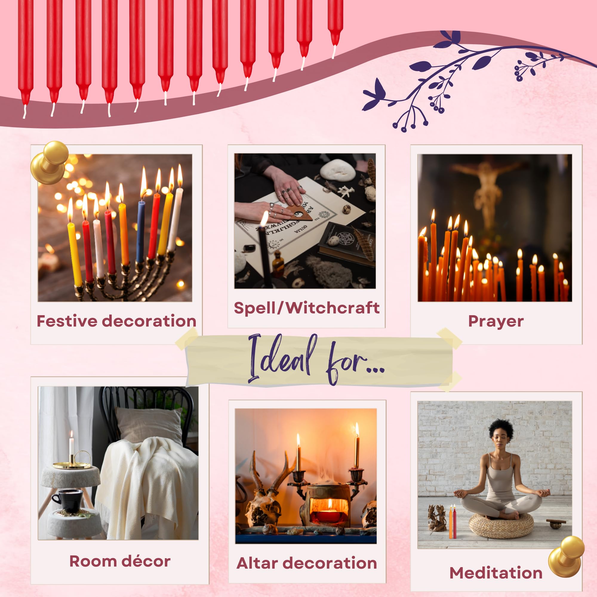 Spell Candles Set of 40 - Red Wax Candles for Rituals, Spells & Meditation | Perfect for Wiccan, Pagan & Spiritual Practices