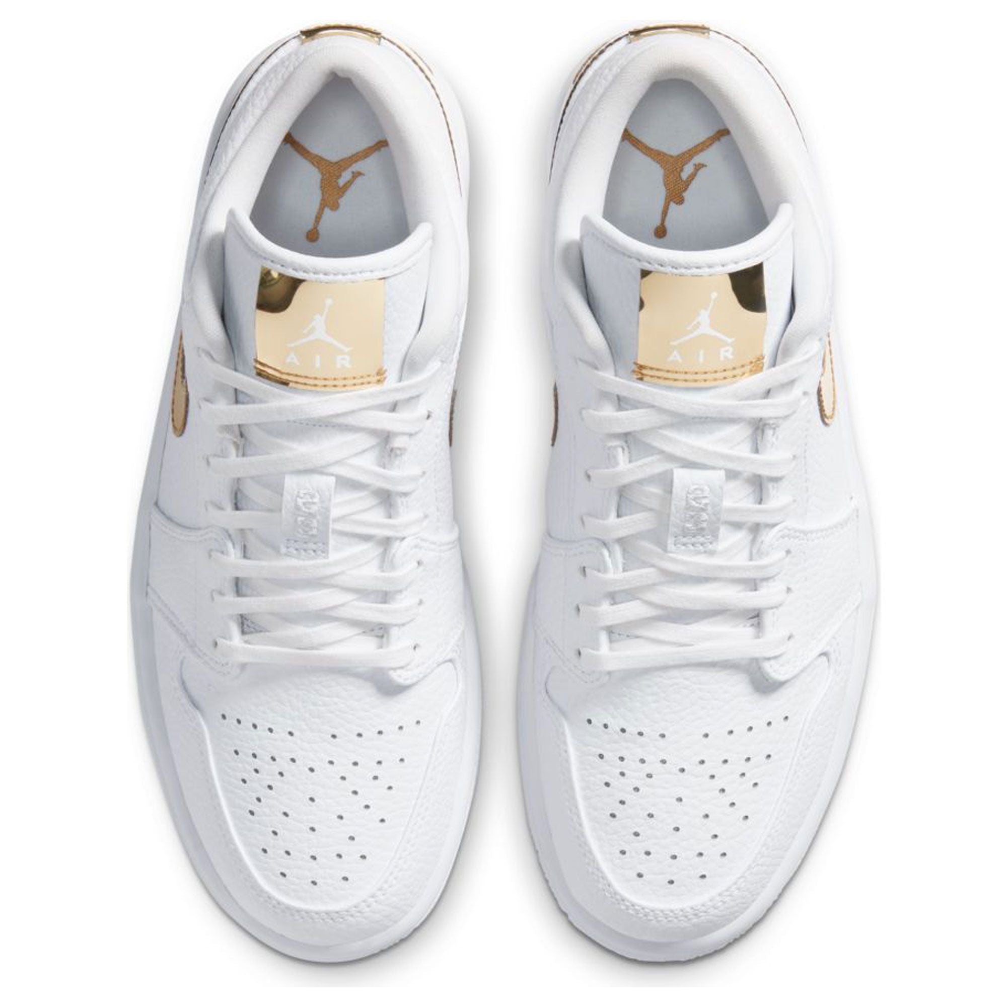 Nike Women's Air Jordan 1 Low SE Sneakers - White & Metallic Gold Basketball Shoes for Women | Casual Streetwear & Gym Workout Fashion