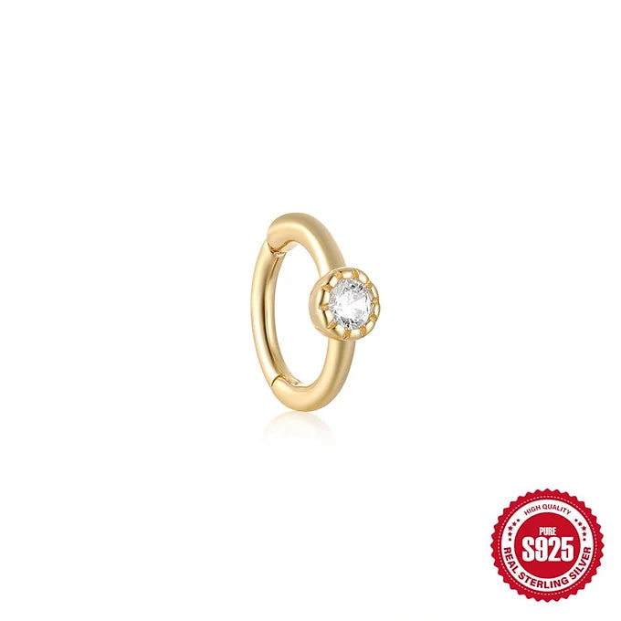 Simple Gold Huggies Hoop Earrings - 8mm CZ Cartilage Hoops for Women, Minimalist Plain Hoop Earrings for Daily Wear | Perfect for Work, Date Night & Gifts | HC019