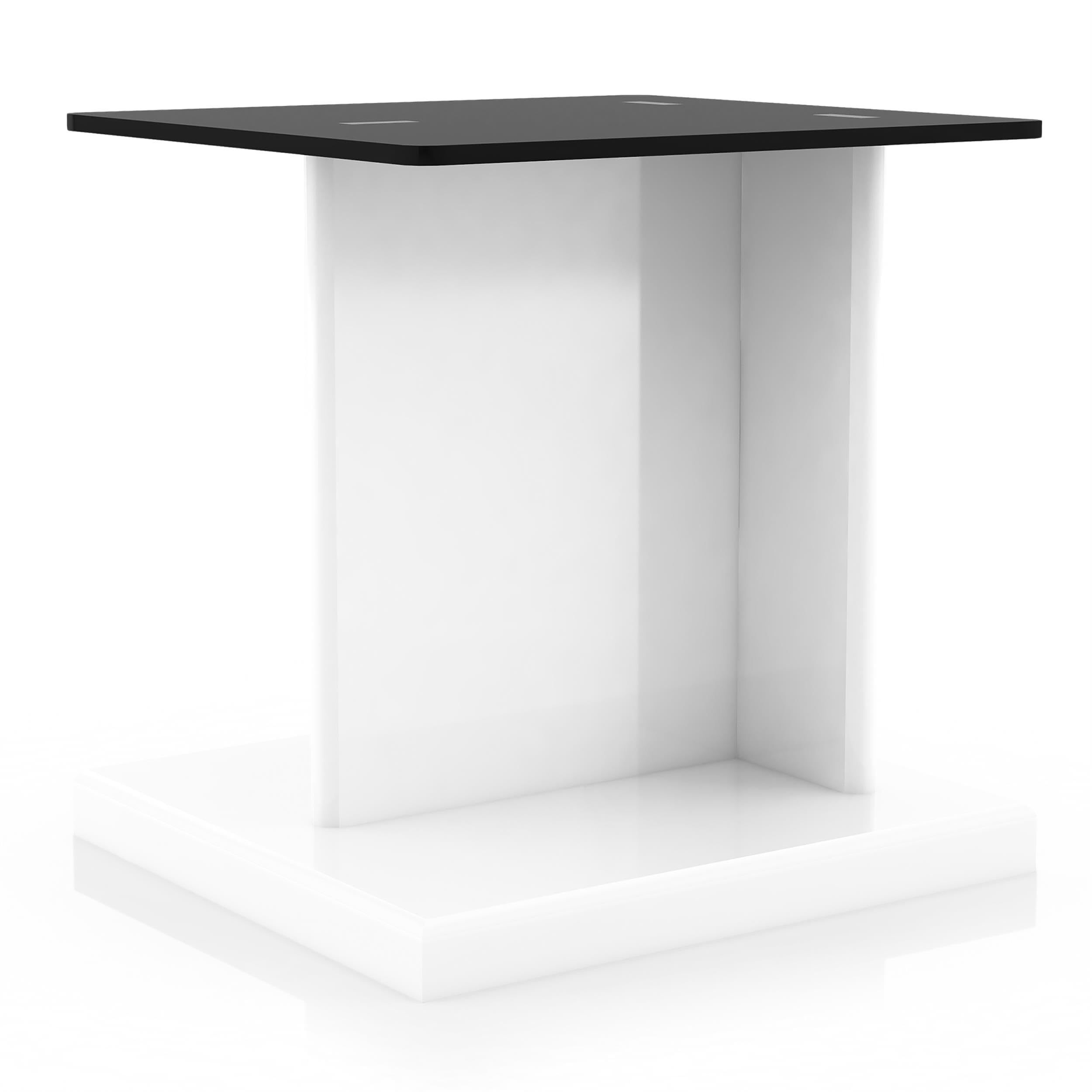 Furniture of America Thame Contemporary White Glass Top End Table - Perfect for Living Room, Bedroom, or Office Side Table
