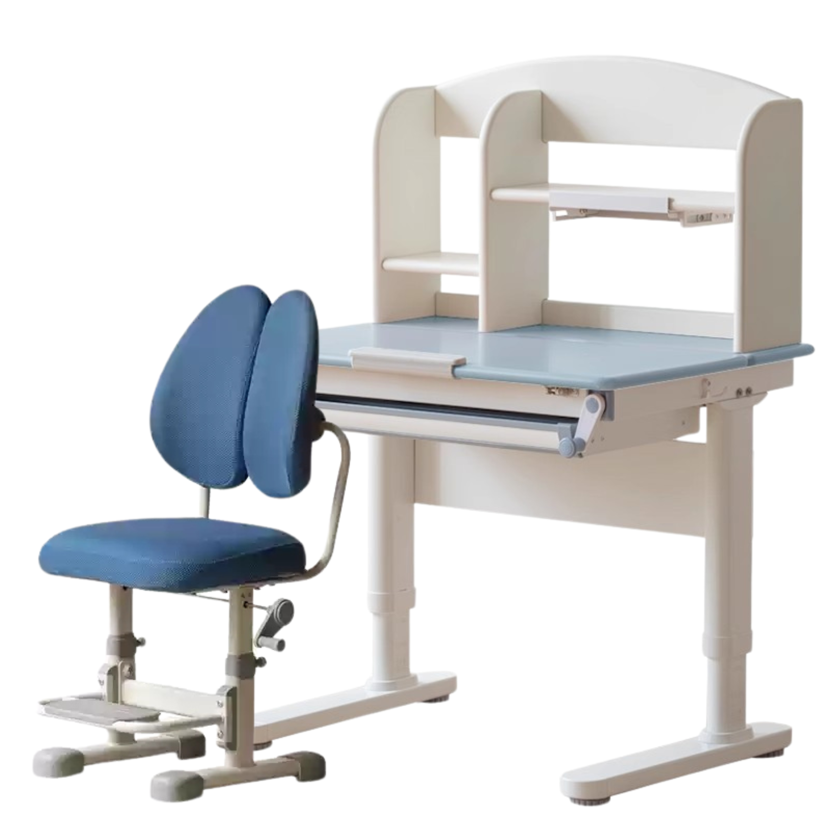 39.3x23.6x29.9 inch / 100x60x76cm/ Blue color / Children's study table shelf+ study chair (watermelon red)