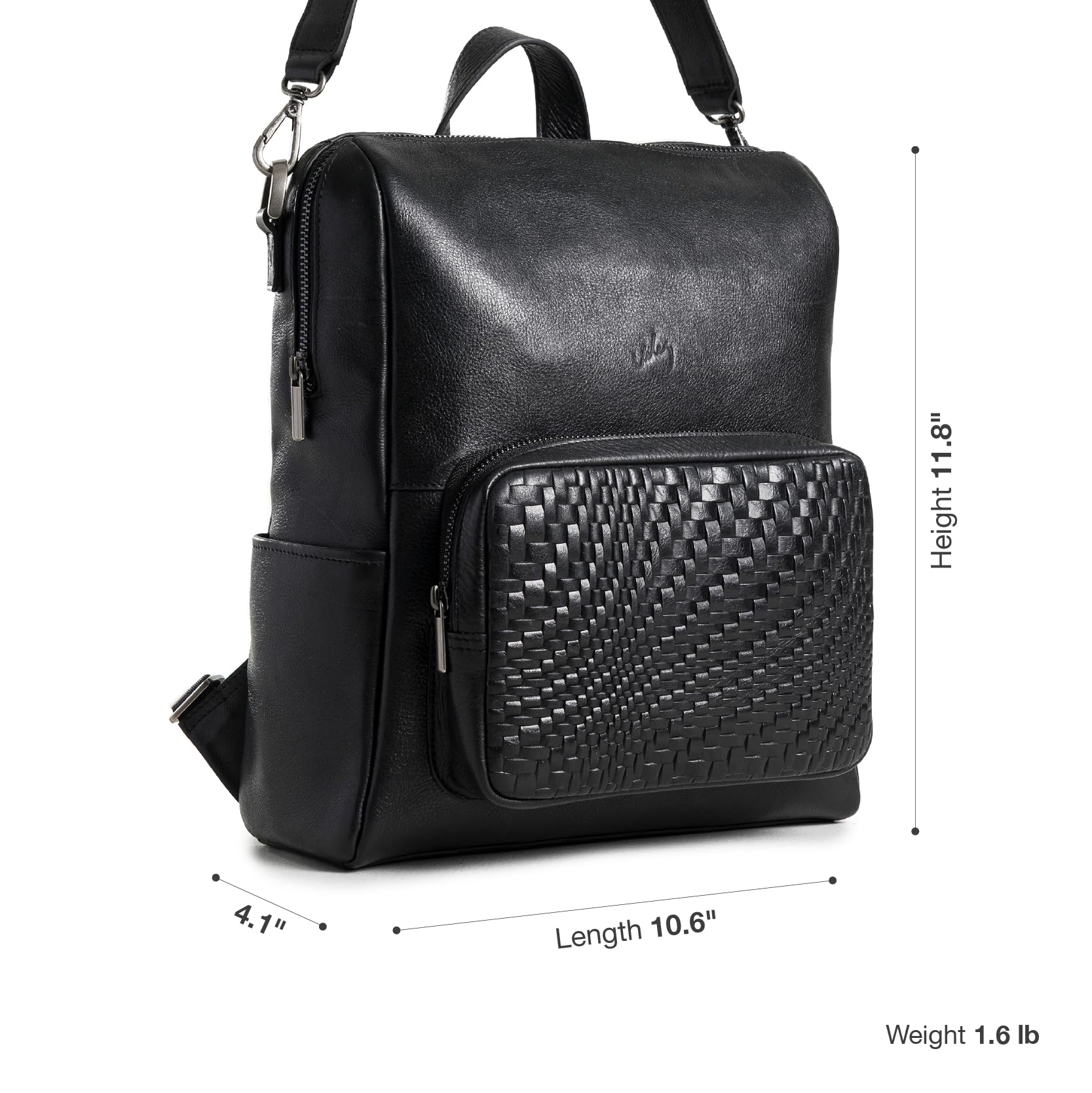VELEZ Genuine Black Top Grain Leather Mini Backpack for Women - Small Shoulder Bag Purse Fits 11 Inch Tablet - Stylish Designer Handbag for Ladies - Perfect for Work, Travel & Daily Use