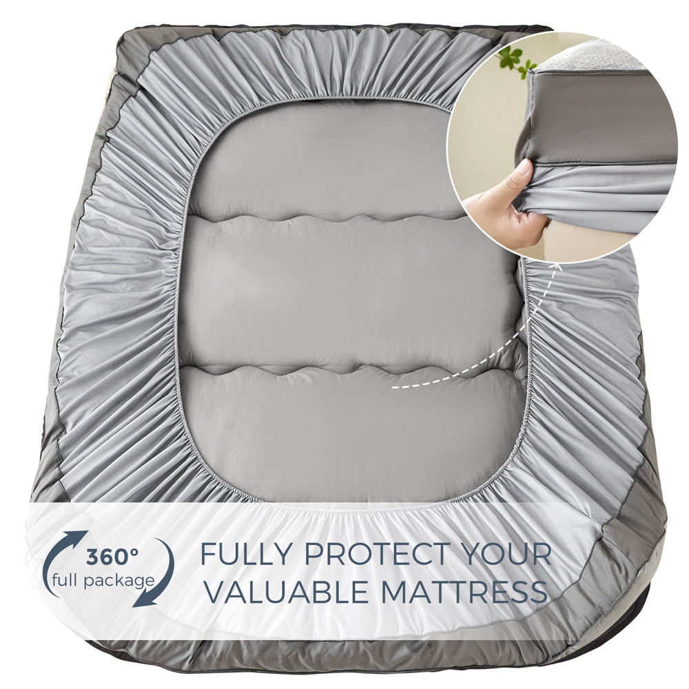 MAXYOYO Extra Thick Cooling Mattress Topper - 8-21 Inch Deep Pocket Queen Size - Breathable Grey Memory Foam Bed Topper for Hot Sleepers - Perfect for Summer Nights & Guest Rooms