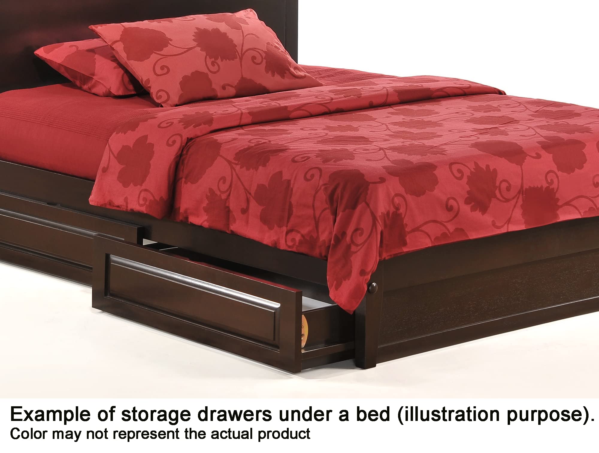Dark Espresso Queen Size Futon with Storage Drawers (Set of 2) - Space-Saving Bed Solution for Small Apartments, Guest Rooms & Dorm Rooms - Compatible with Futon Frames & Platform Beds