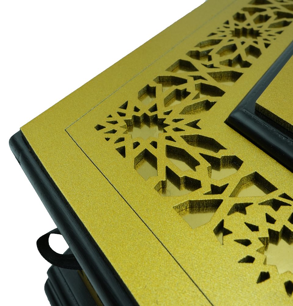 Holy Quran in Elegant Keepsake Wooden Gift Case - Gold & Black - Perfect for Ramadan Gifts, Islamic Decor & Spiritual Reading
