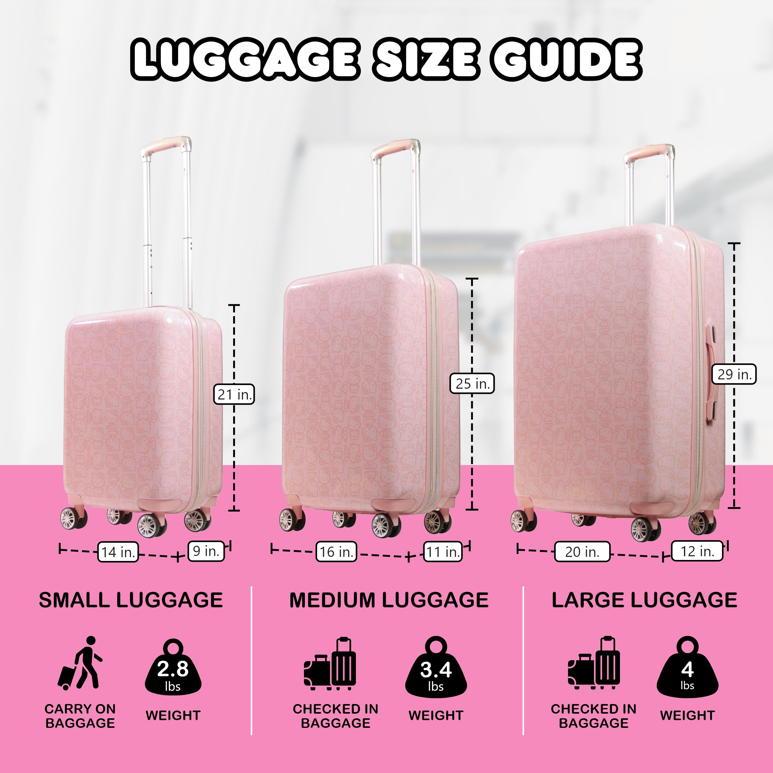 Hello Kitty Printed Hardshell Carry On Luggage 21