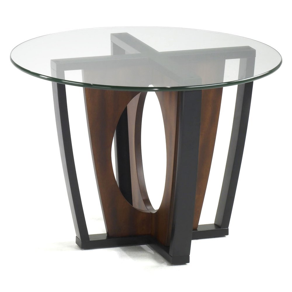 Armen Living 6207 Decca Round Glass Top Lamp Table - Modern End Table with Metal Base for Living Room, Bedroom & Office - Stylish Accent Table for Lamps, Books & Decor