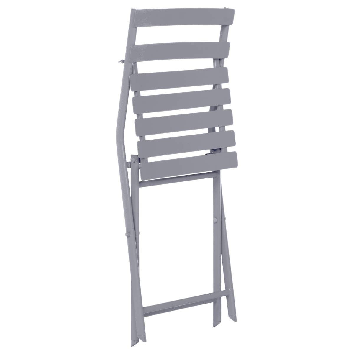 Greensboro Grey Quartz Folding Garden Chair - Heavy Duty Rust-Resistant Steel Frame - 50 x 42 x 81 cm Foldable Outdoor Patio Furniture - Perfect for Backyard, Poolside & Camping