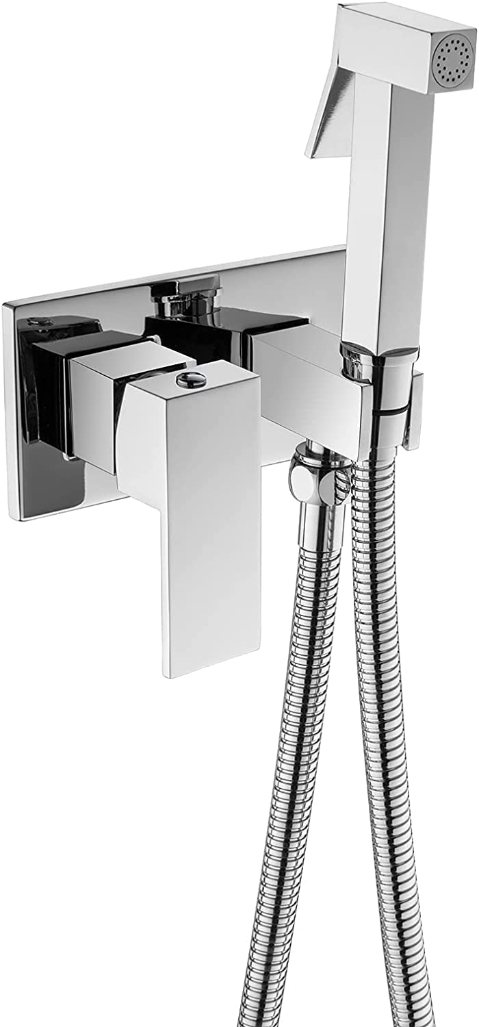 Handheld Bidet Sprayer for Toilet - Hot & Cold Water Brass Diaper Sprayer - Wall Mounted Bathroom Cleaning Shower Kit (Chrome) - Perfect for Baby Cloth Diaper Cleaning & Toilet Hygiene