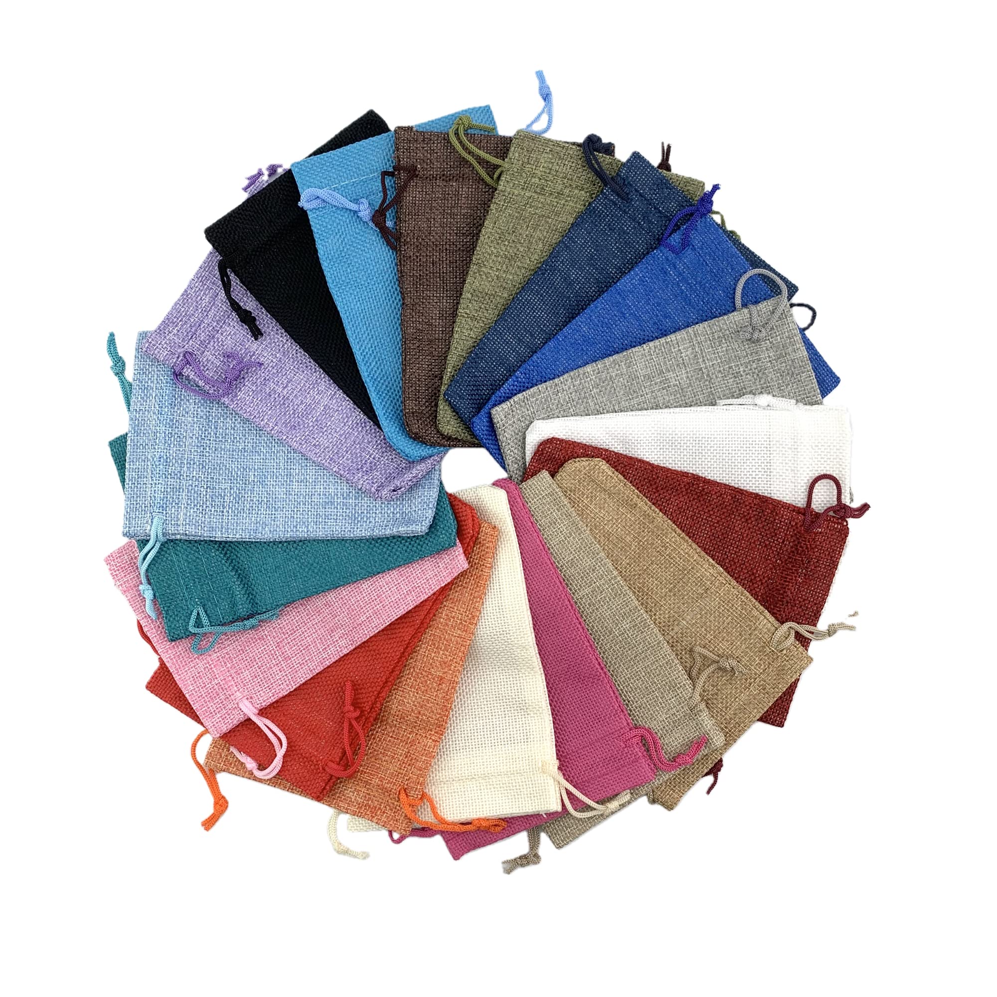 Palmhomee 20-Pack Burlap Drawstring Gift Bags - 4x5.6 Inch Linen Jewelry Pouches for Wedding Favors, Birthday Party Treats & Special Occasions (Mixed Colors) - Perfect for DIY Crafts, Bridal Showers & Holiday Gifting