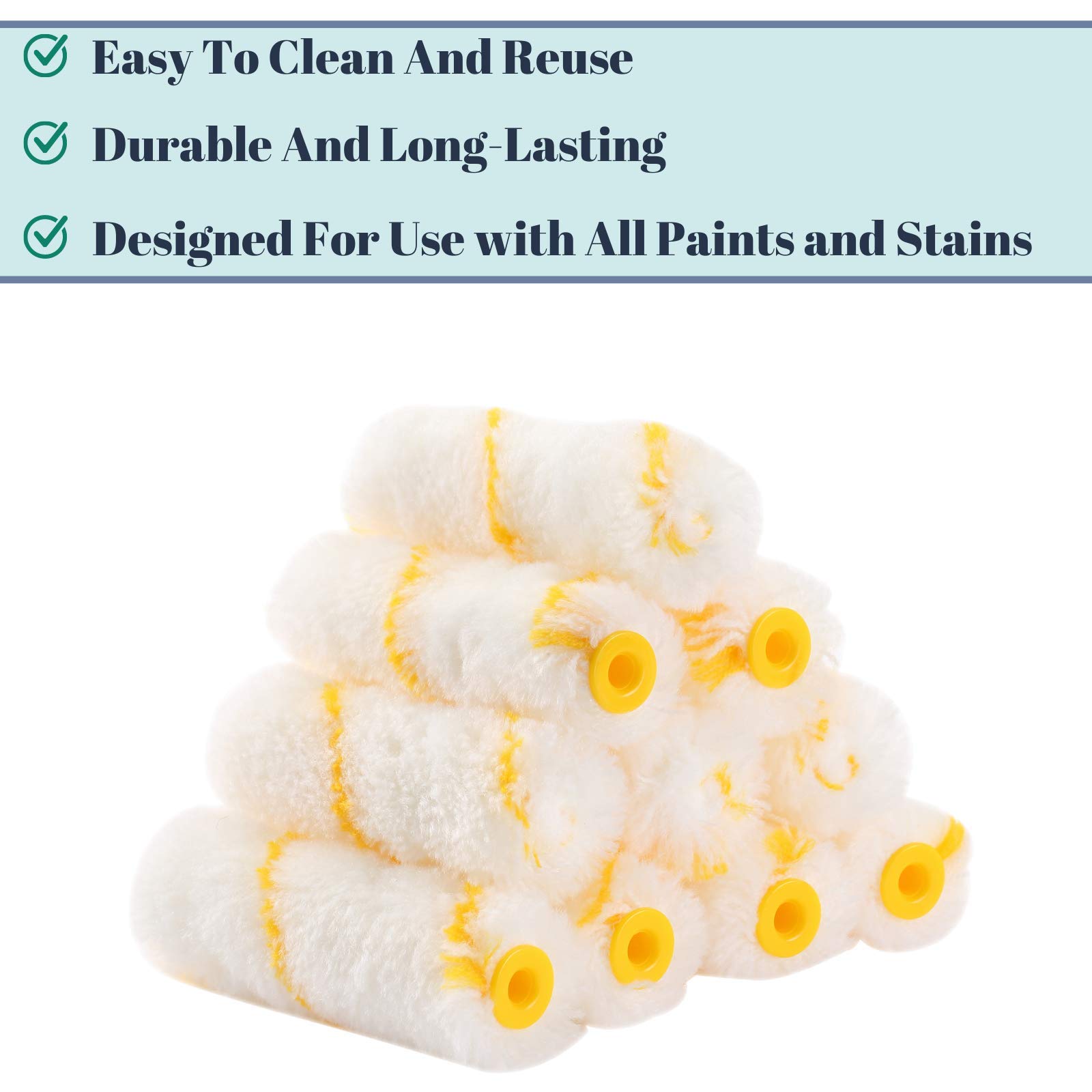 Bates 4 Inch Paint Roller Set with 10 Covers - Small Wall Painting Tool Kit for Smooth Finish - Perfect for DIY Home Projects, Touch-Ups & Small Spaces