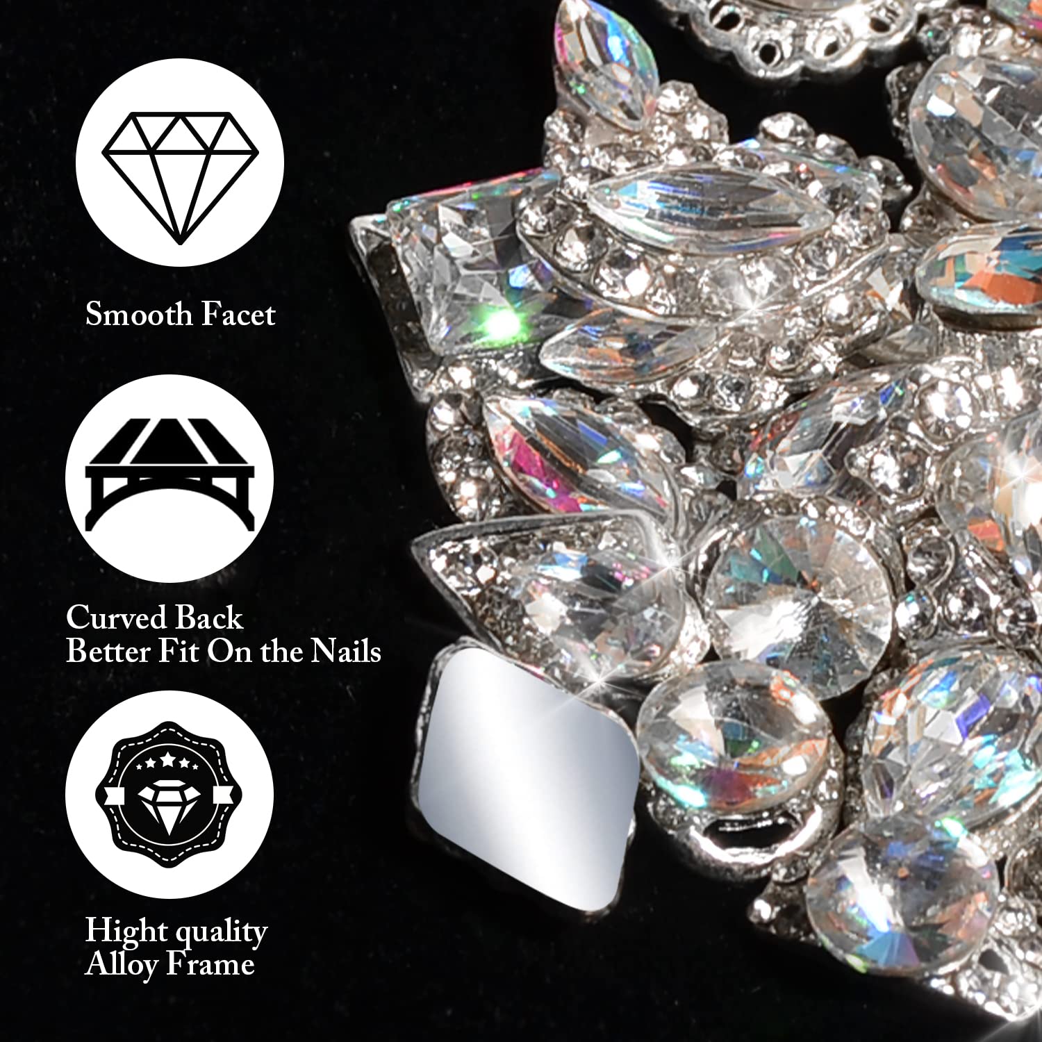 3D Nail Rhinestones Kit - 120Pcs Mixed Shapes for Nail Art & Crafts (24 Styles) - Perfect for DIY Manicures & Nail Decorations