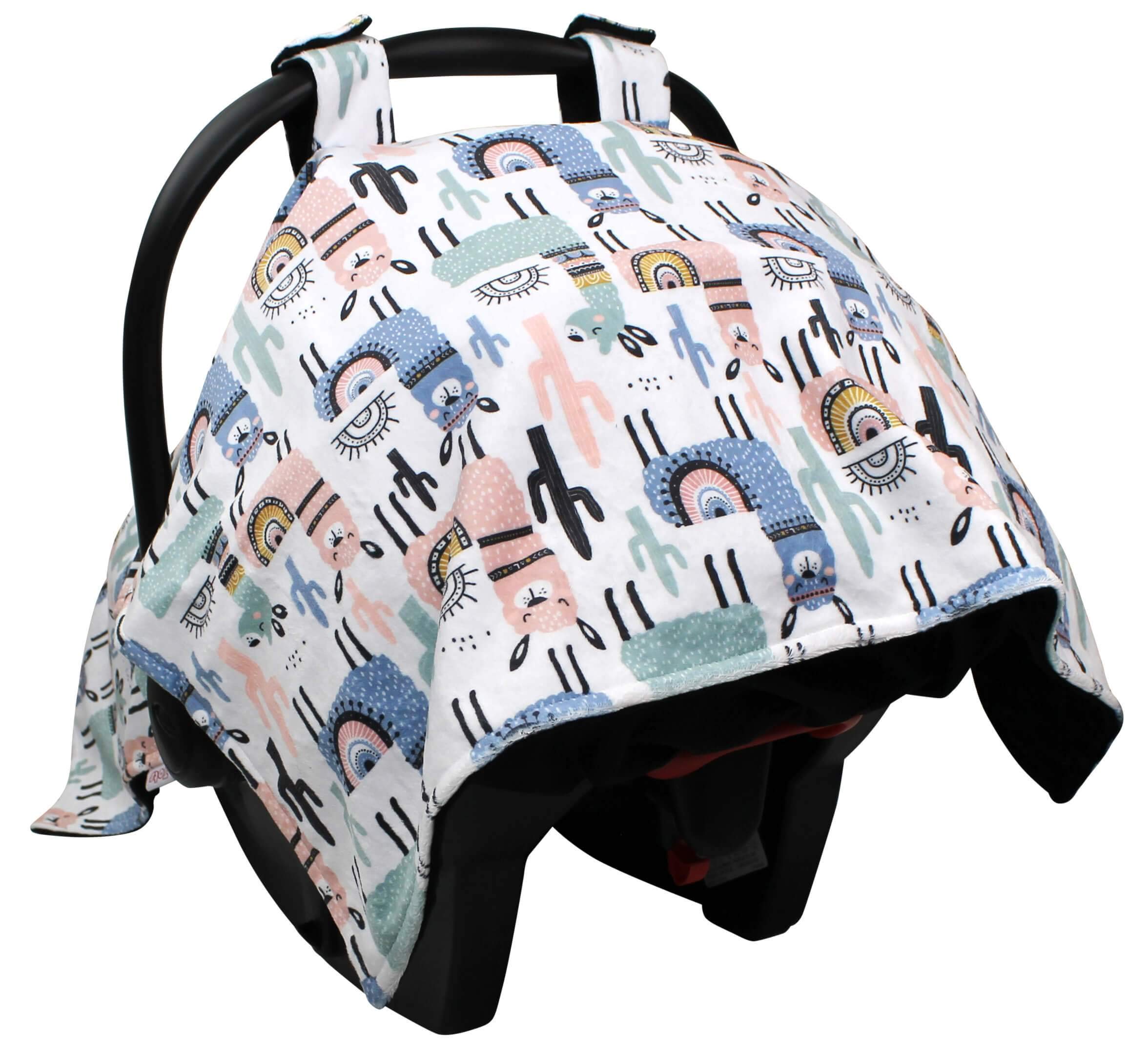 Emperor Llamas Baby Car Seat Canopy Cover with Soft Black Minky Dot Fabric - Premium Infant Car Seat Shade for Sun Protection & Privacy (Perfect for Strollers, Shopping Trips & Outdoor Adventures)
